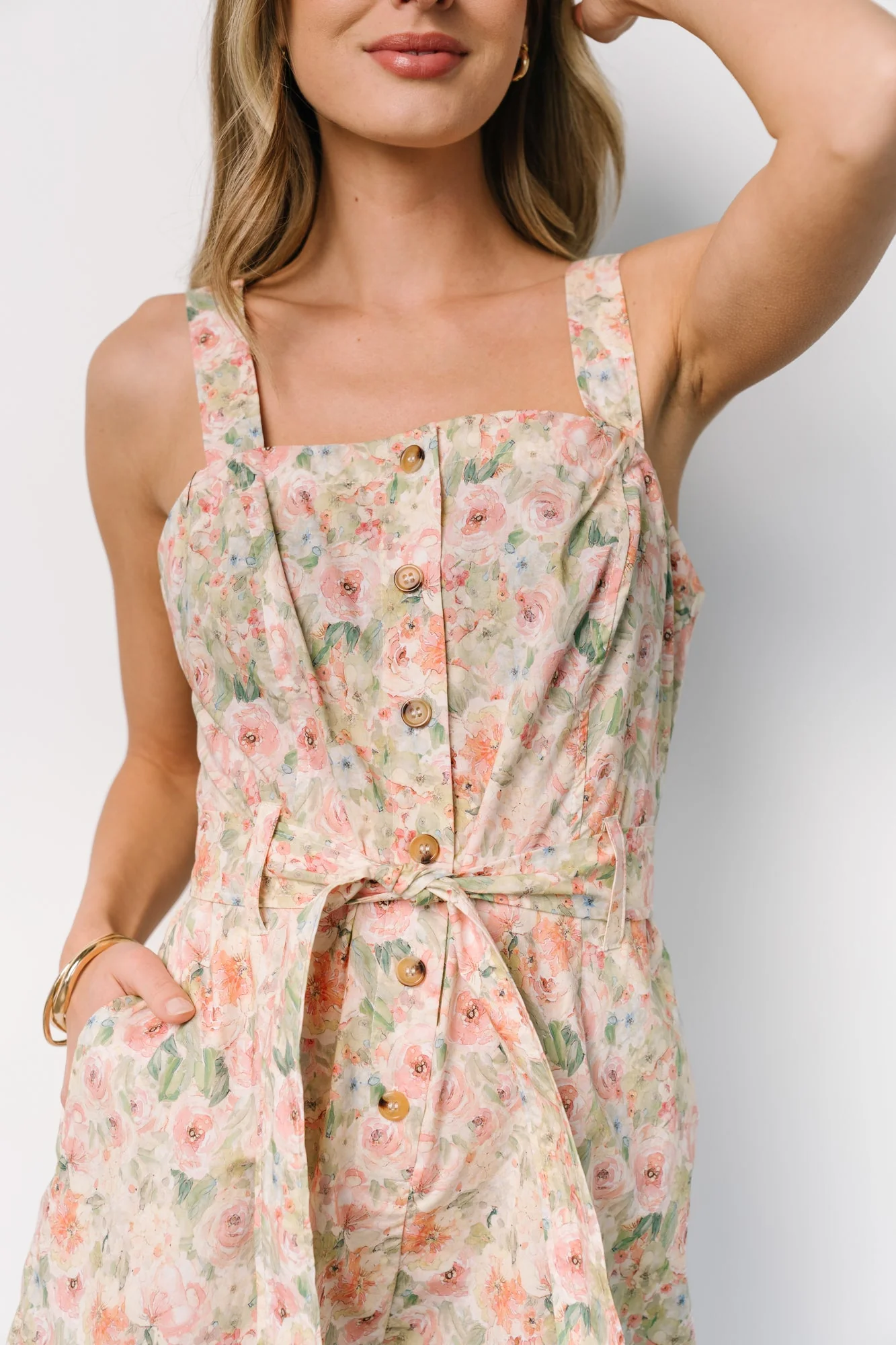 Jamie Romper | Green + Pink Floral - Vlounger