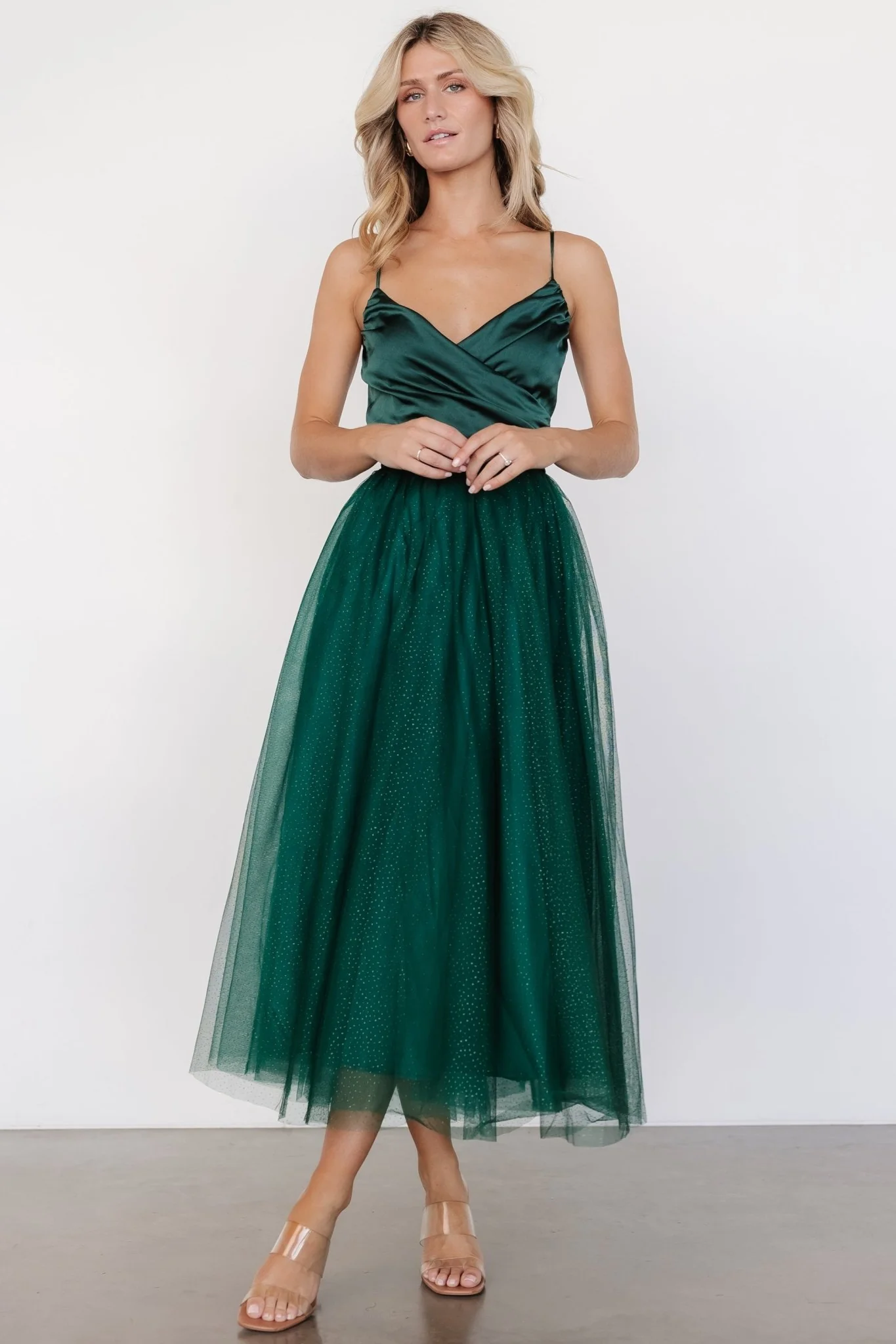Shonda Sparkle Midi Dress | Emerald - Vlounger