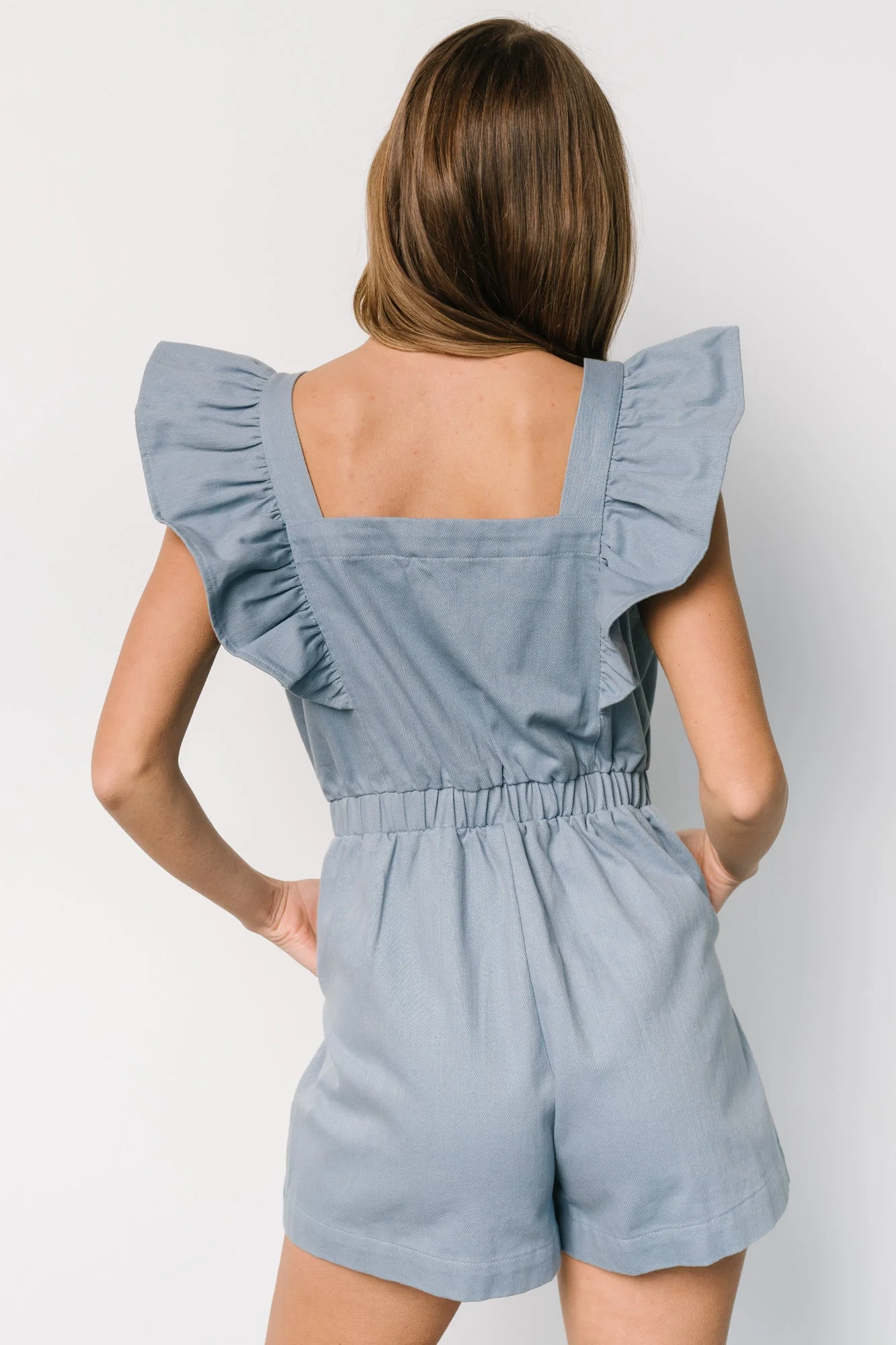 Montgomery Denim Romper | Dusty Blue - Vlounger