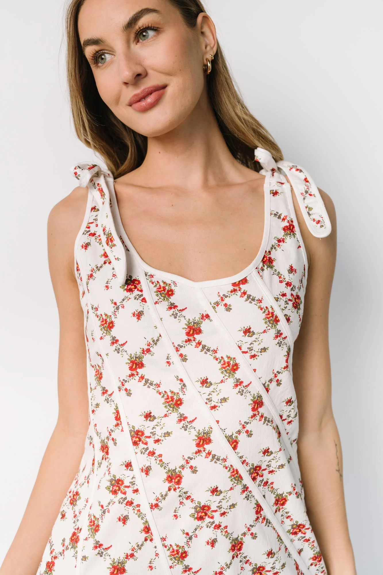 Isla Tank Dress | Off White + Red Floral - Vlounger