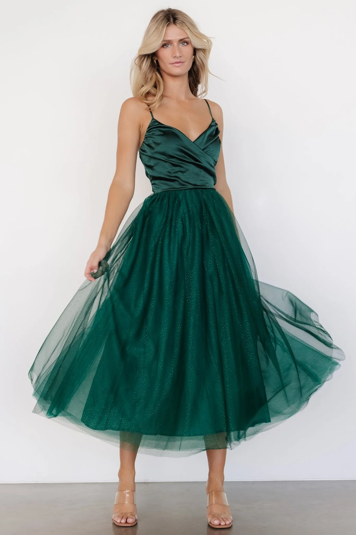 Shonda Sparkle Midi Dress | Emerald - Vlounger