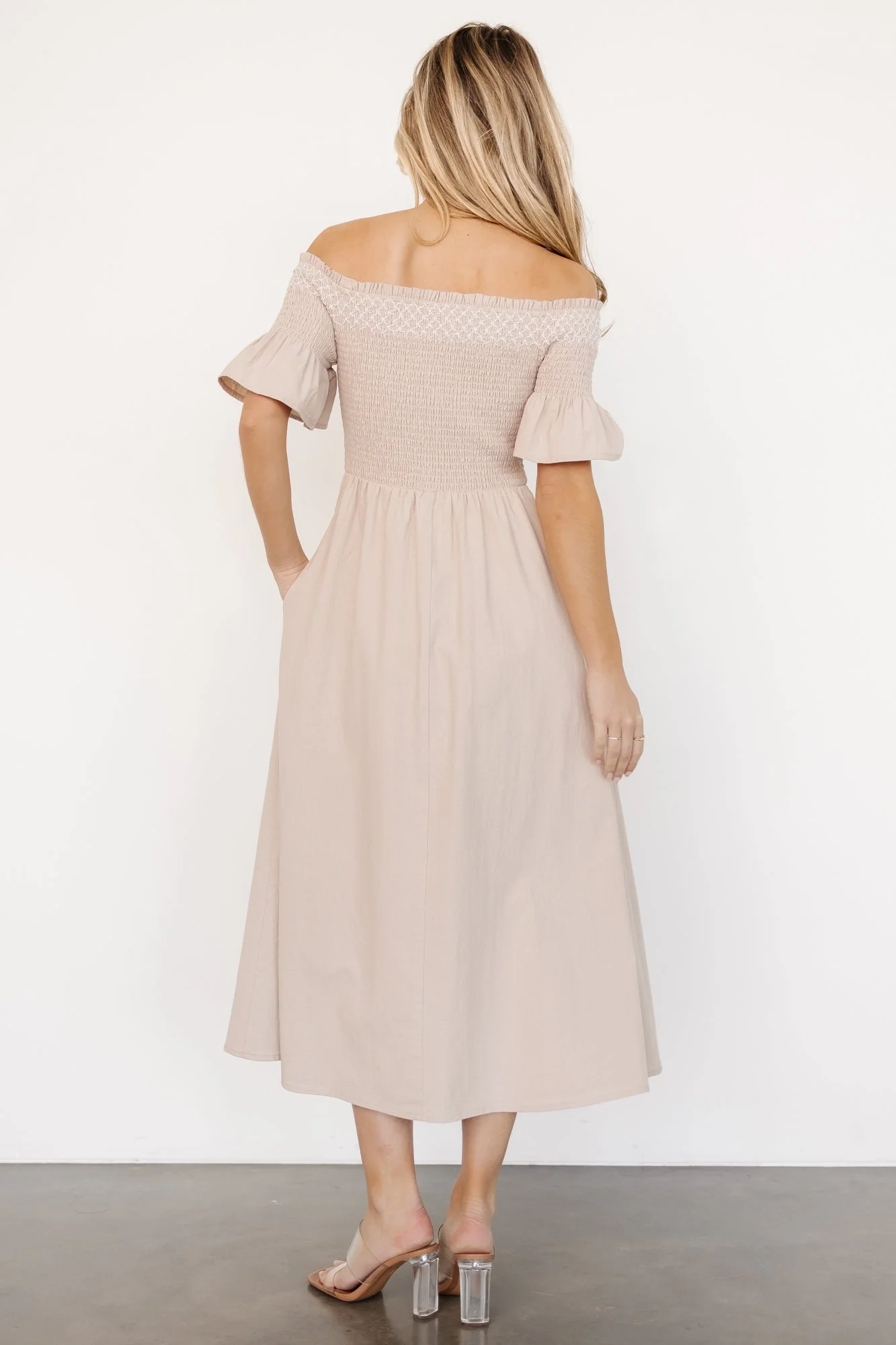 Jodi Off Shoulder Dress | Natural - Vlounger
