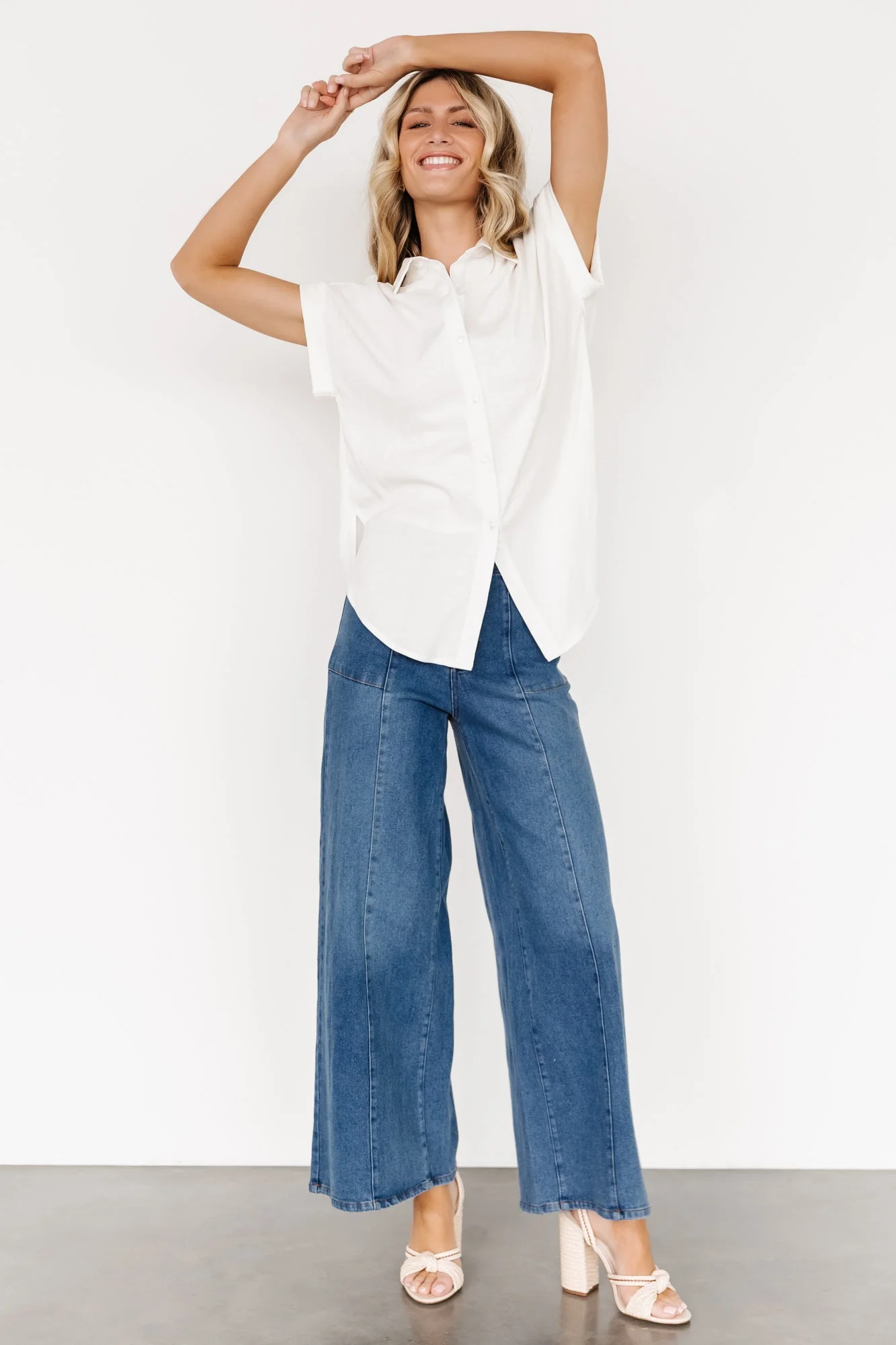 Clarke Button Up Top | Off White - Vlounger