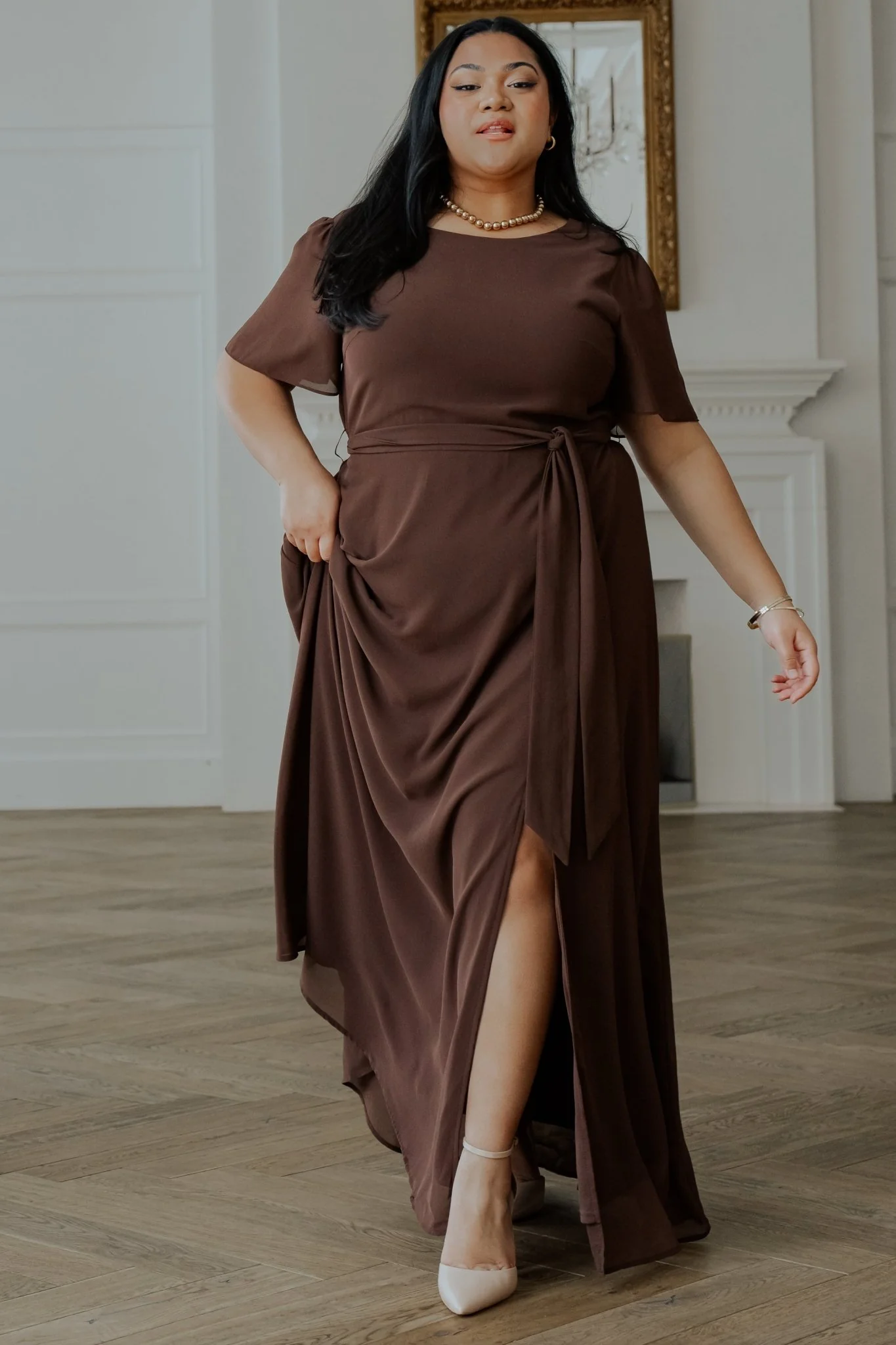 Naomi Short Sleeve Maxi Dress | Espresso - Vlounger