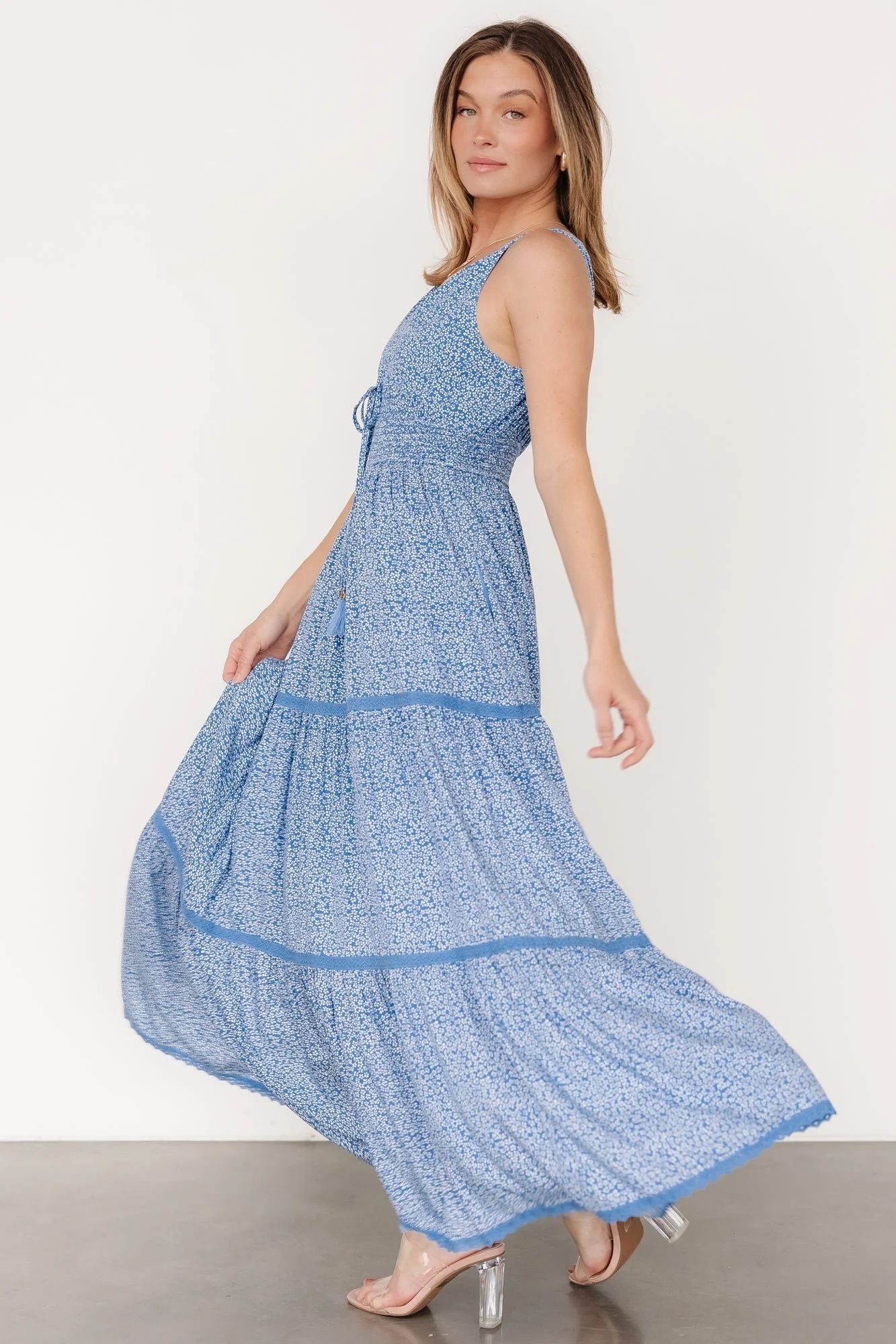 Lauren Maxi Dress | Blue Floral - Vlounger