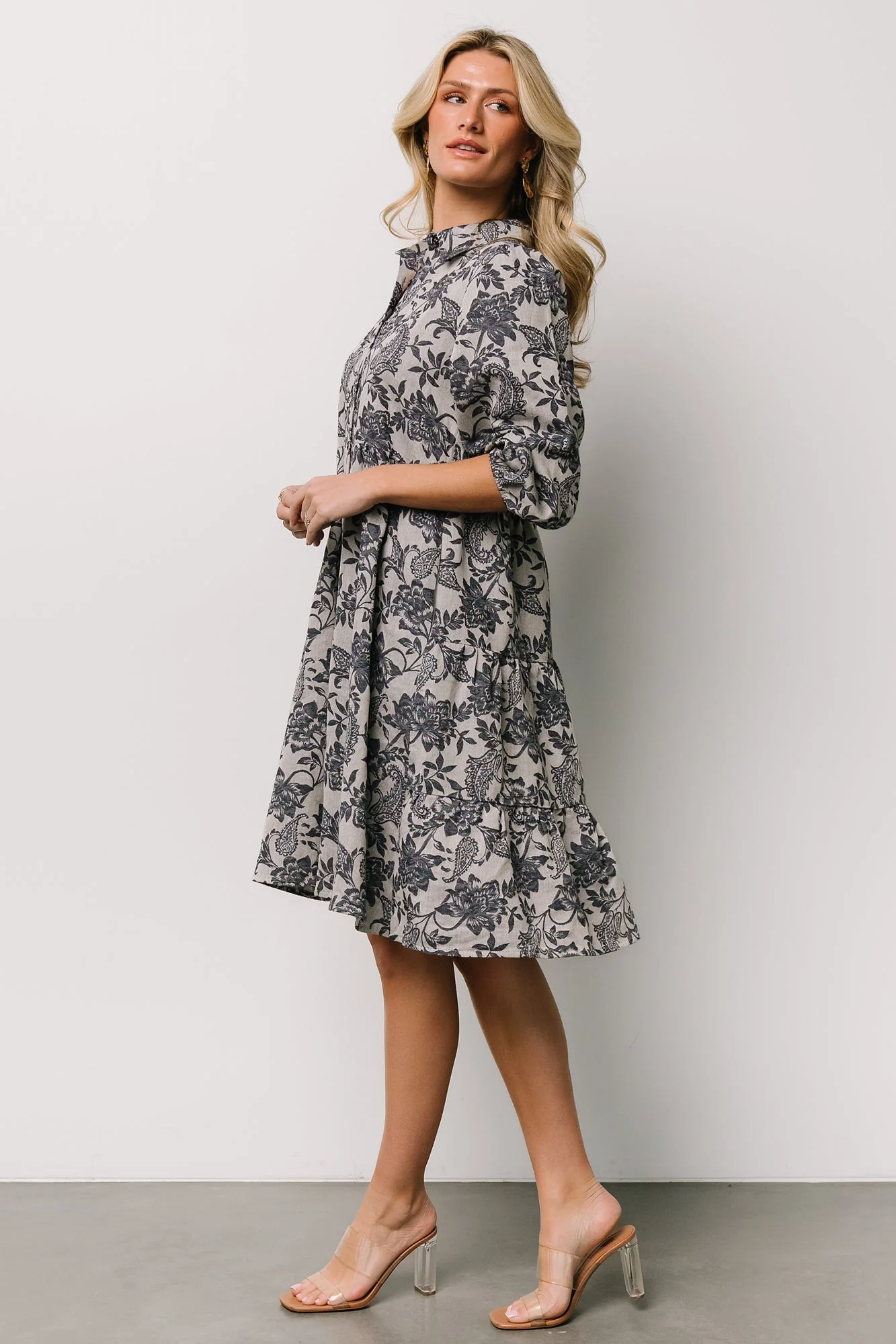 Dakota Babydoll Dress | Navy Print - Vlounger