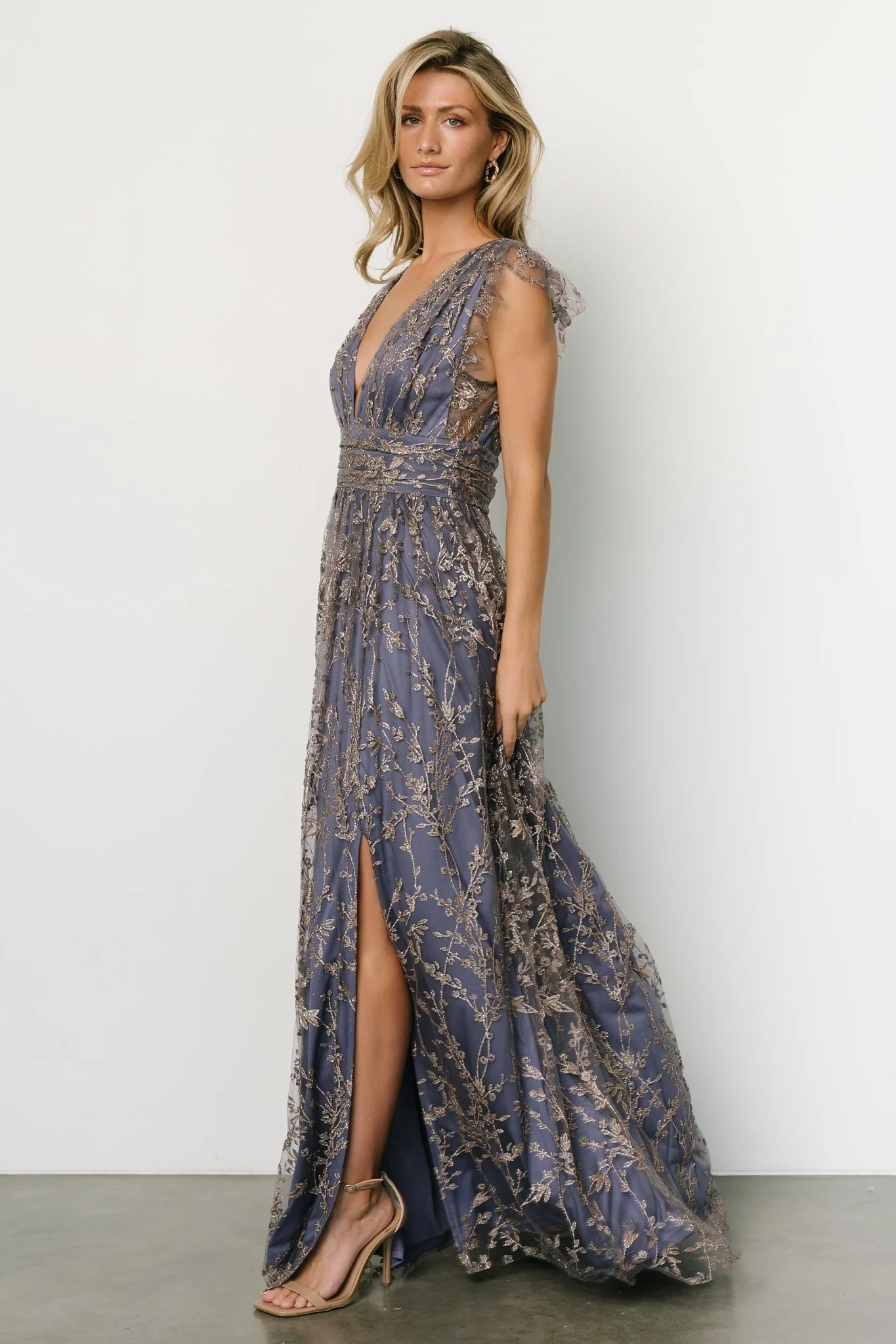 Arlene Shimmer Gown | Blue + Gold - Vlounger
