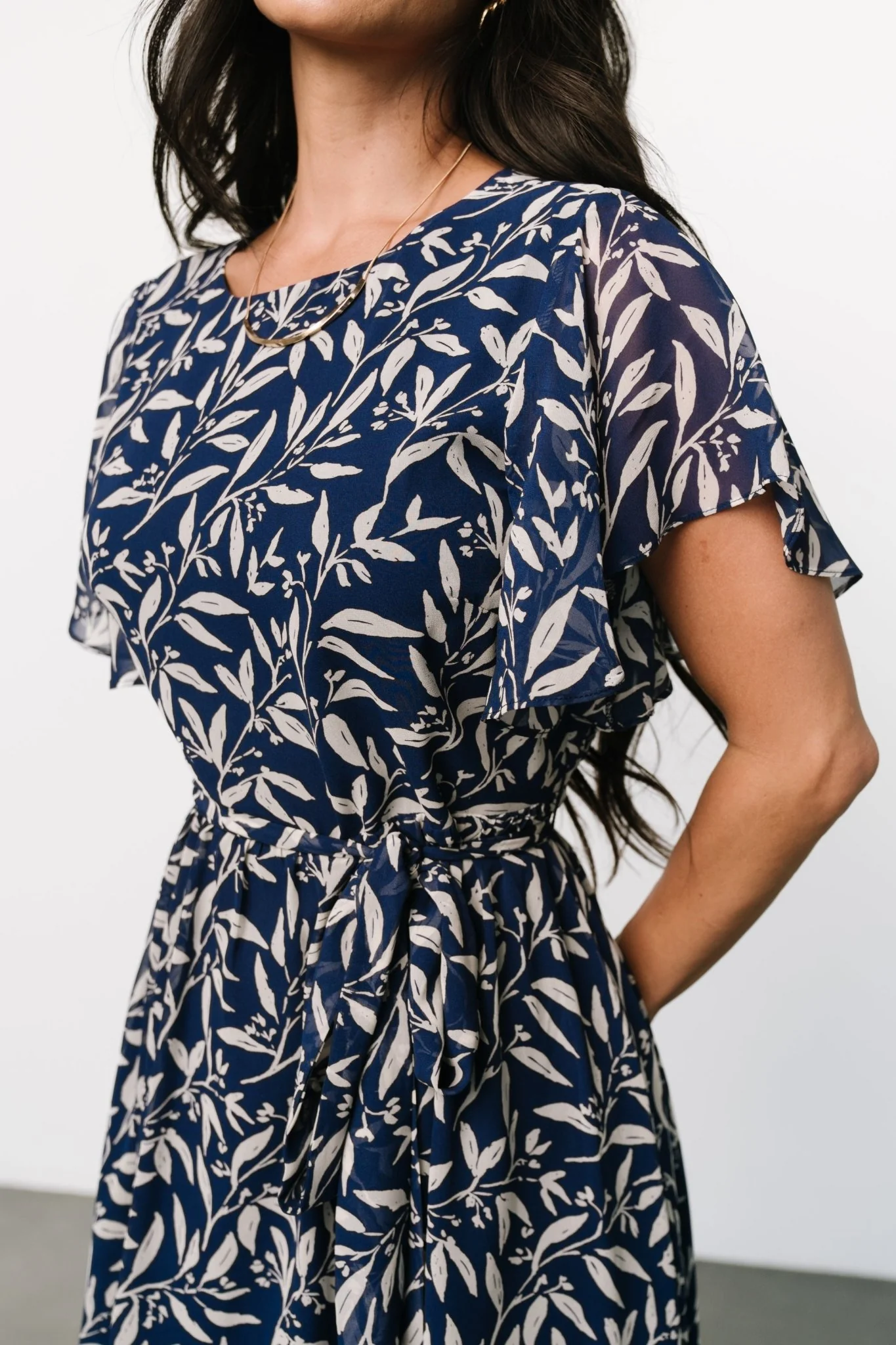 Laurel Midi Dress | Blue + Gray Floral - Vlounger