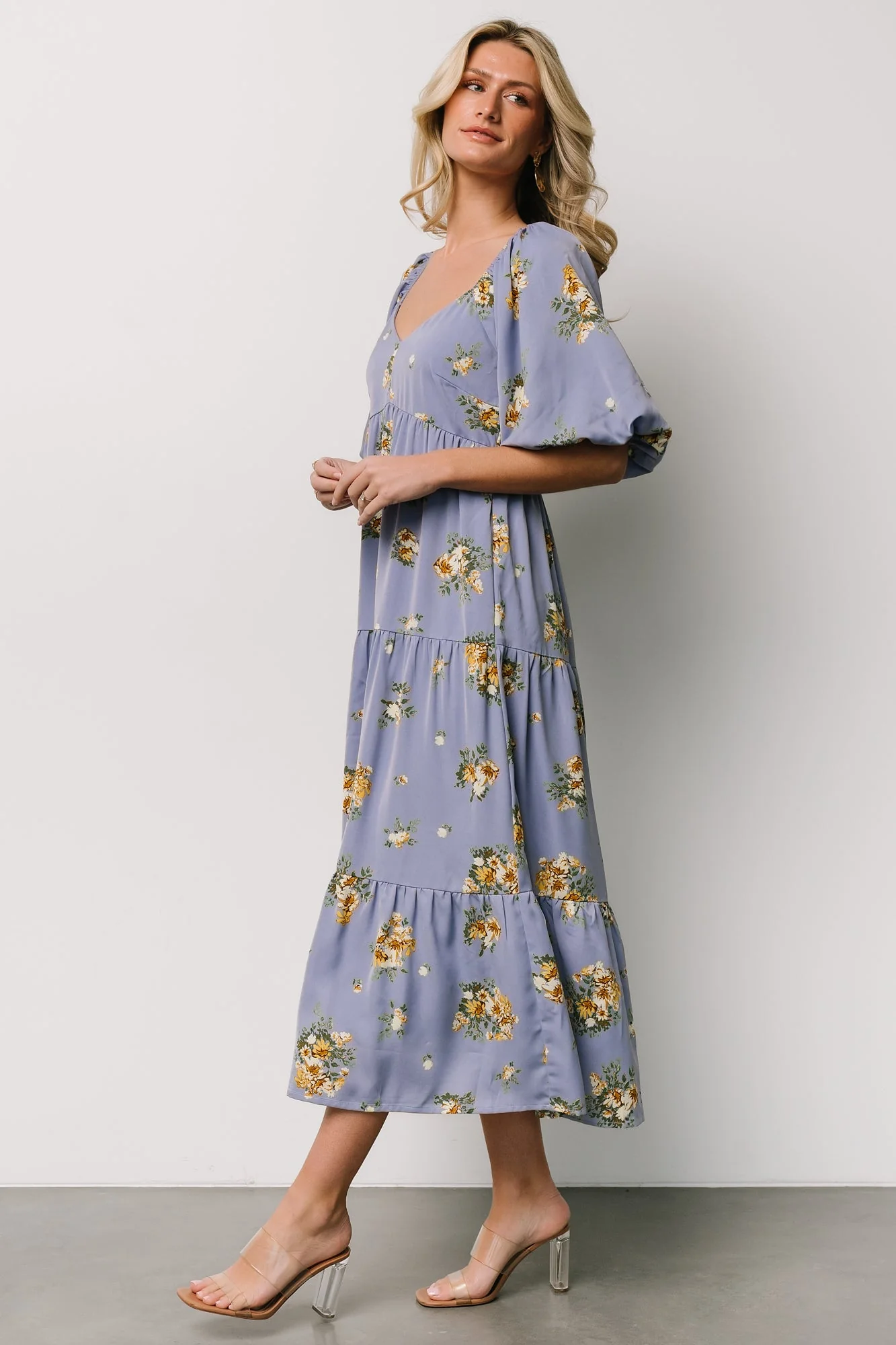 Judith Dress | Blue + Golden Floral - Vlounger
