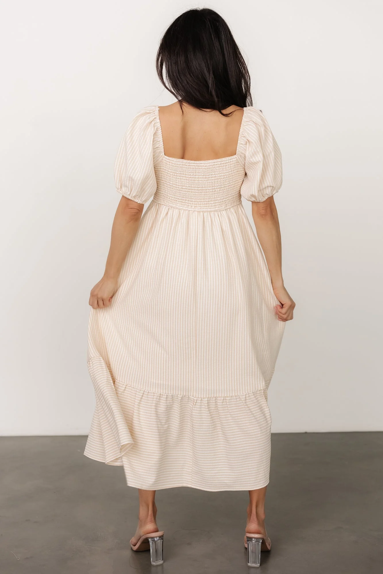 Poppy Midi Dress | Natural + Off White - Vlounger