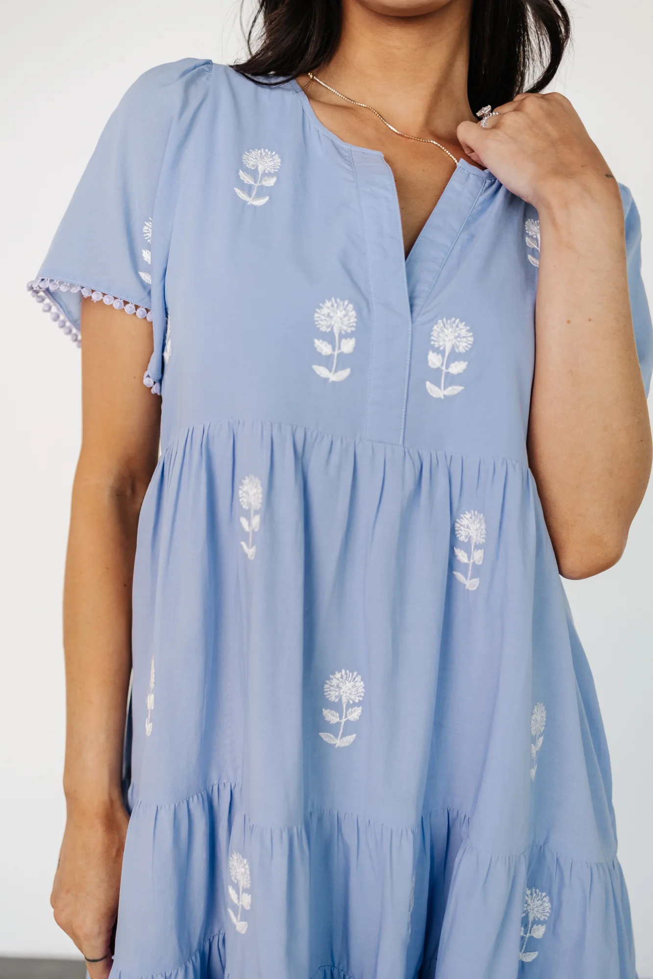 Keegan Short Dress | Blue + Ivory Floral - Vlounger