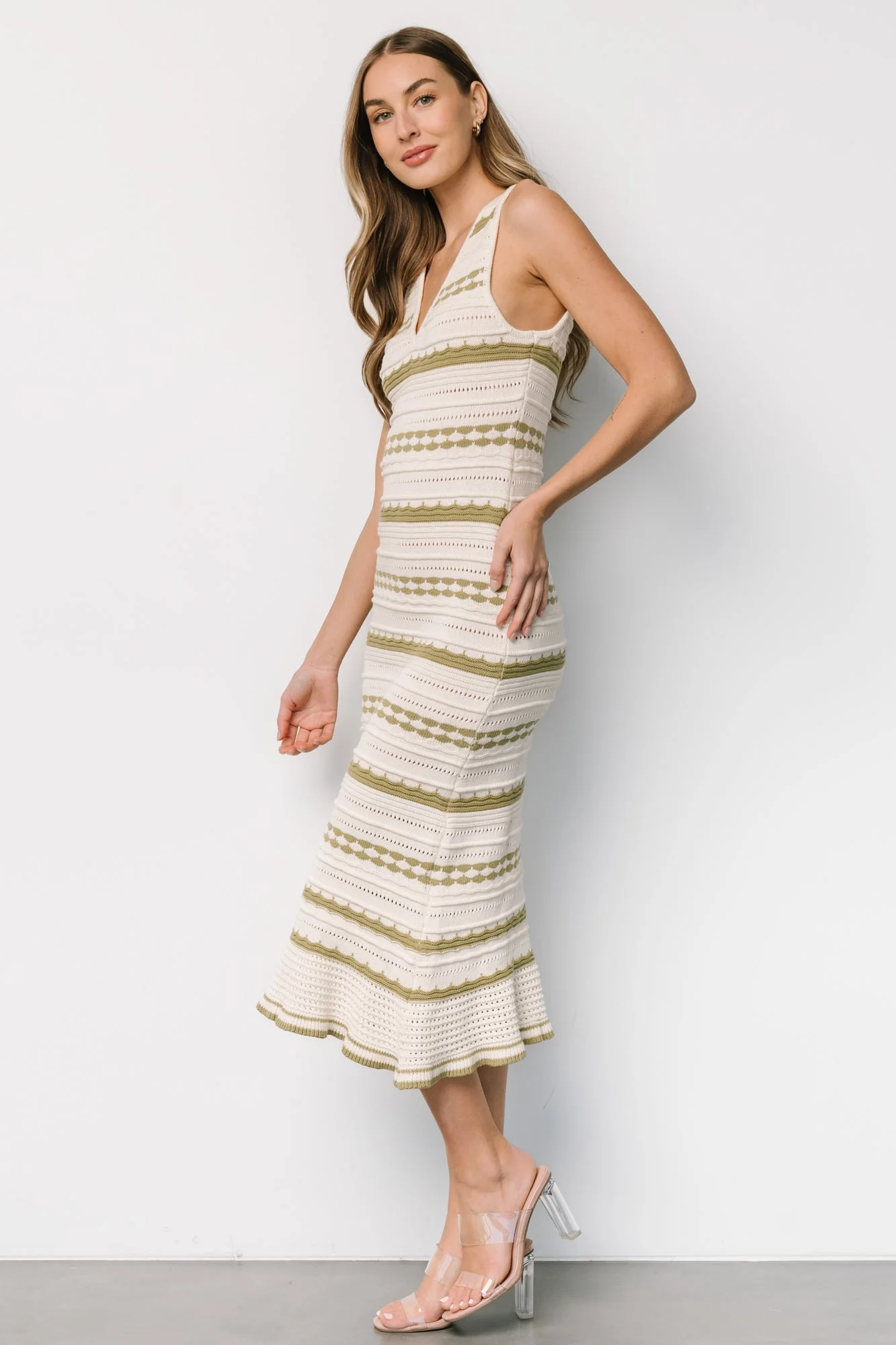 Nicolette Pointelle Dress | Cream + Sage - Vlounger