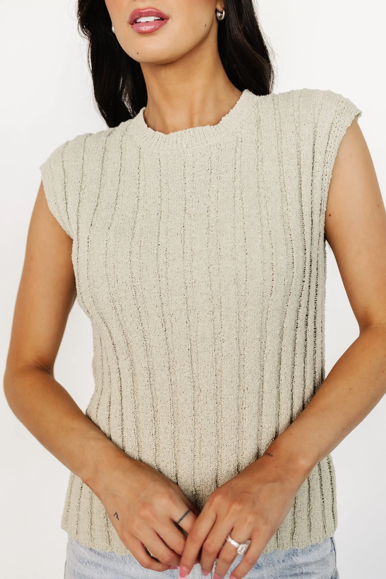 Dava Ribbed Top | Sage - Vlounger