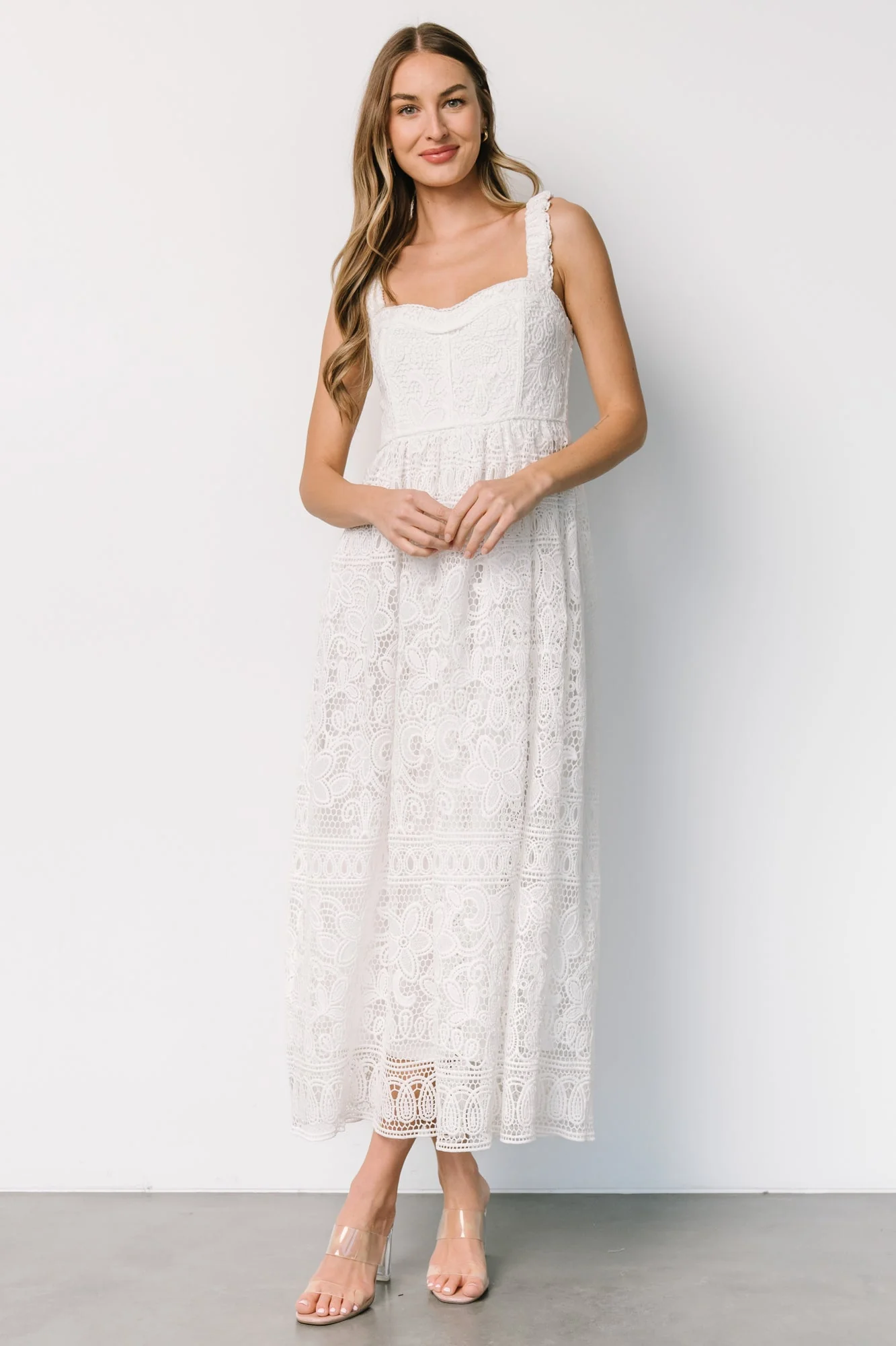 Evangeline Lace Dress | Off White - Vlounger