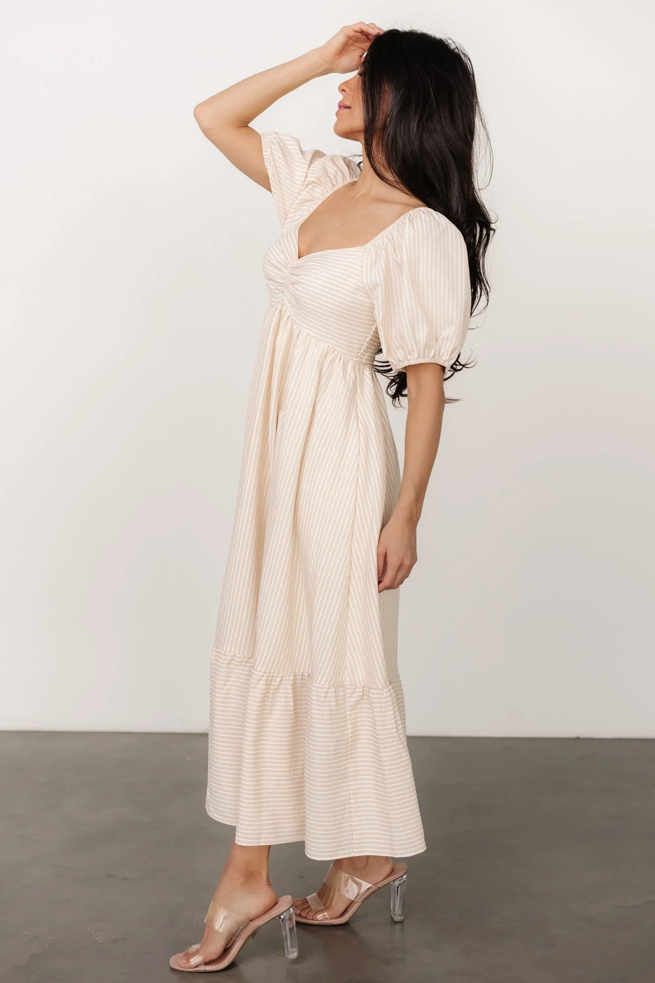 Poppy Midi Dress | Natural + Off White - Vlounger