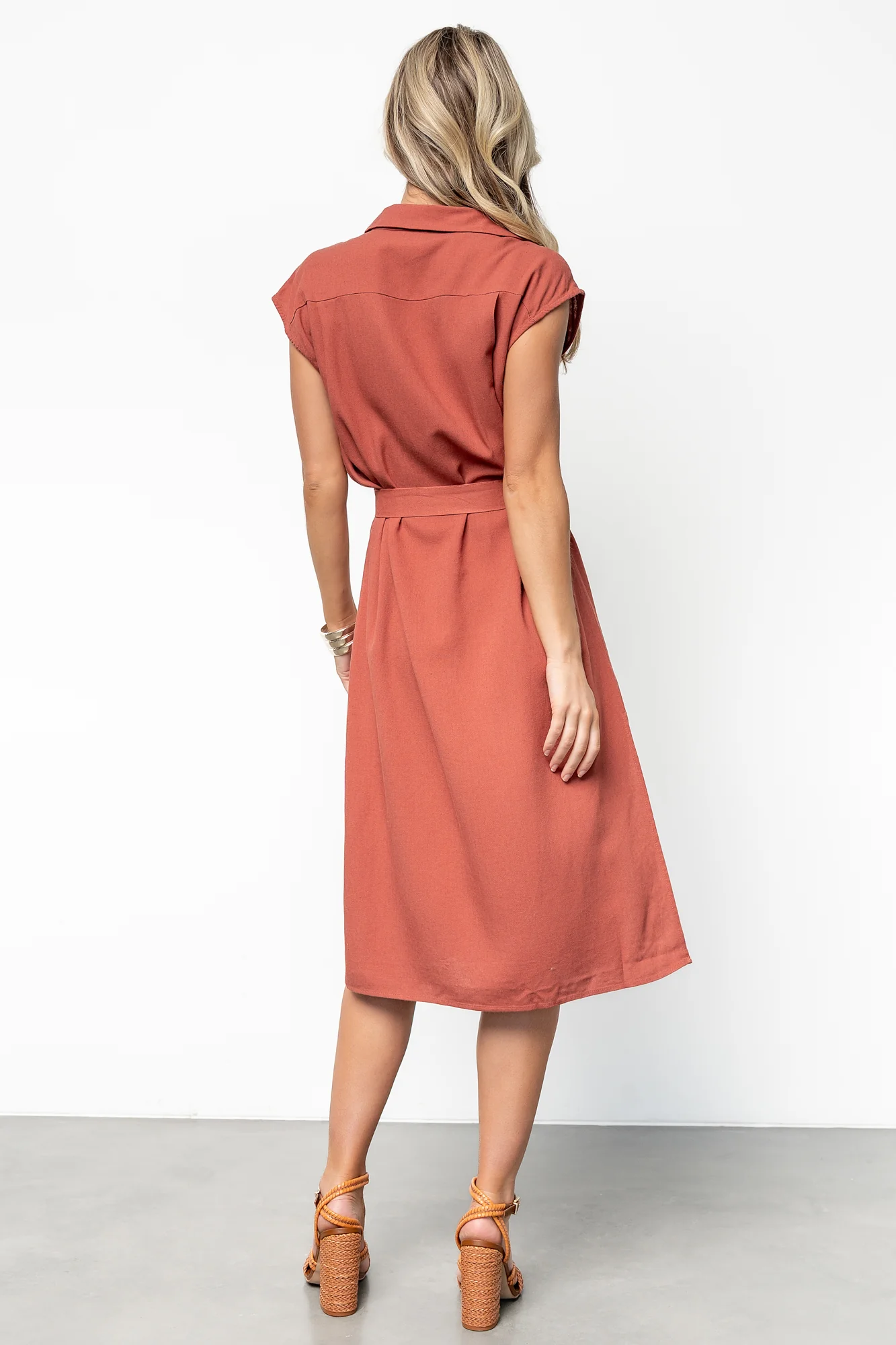 Toledo Button Up Midi Dress | Brick - Vlounger
