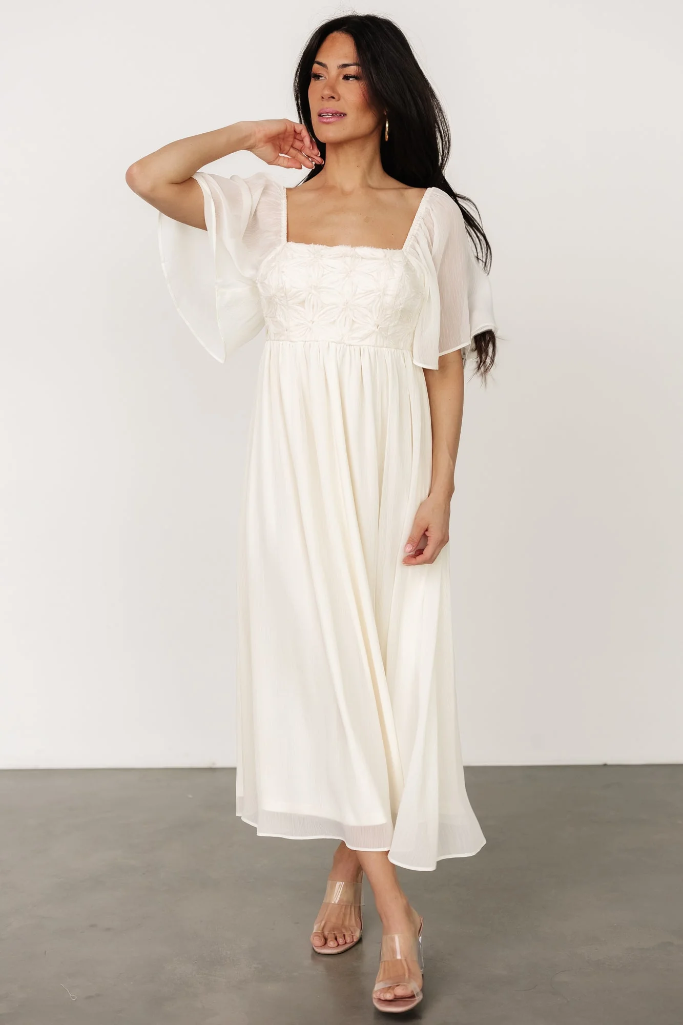 Lilith Applique Midi Dress | Cream - Vlounger