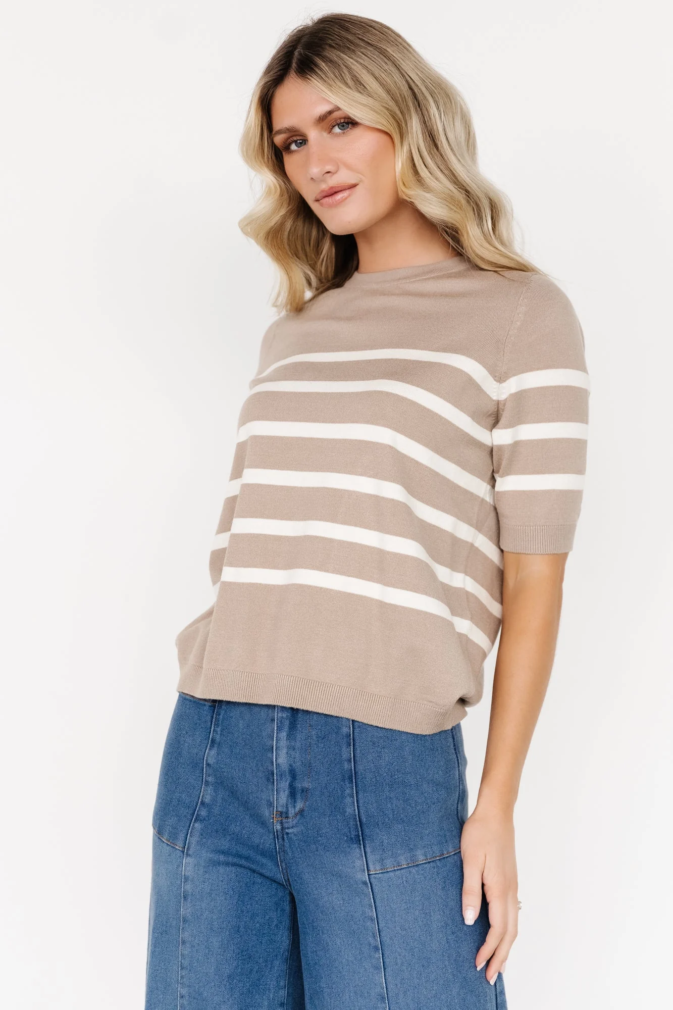 Huntington Striped Top | Stone + Cream - Vlounger