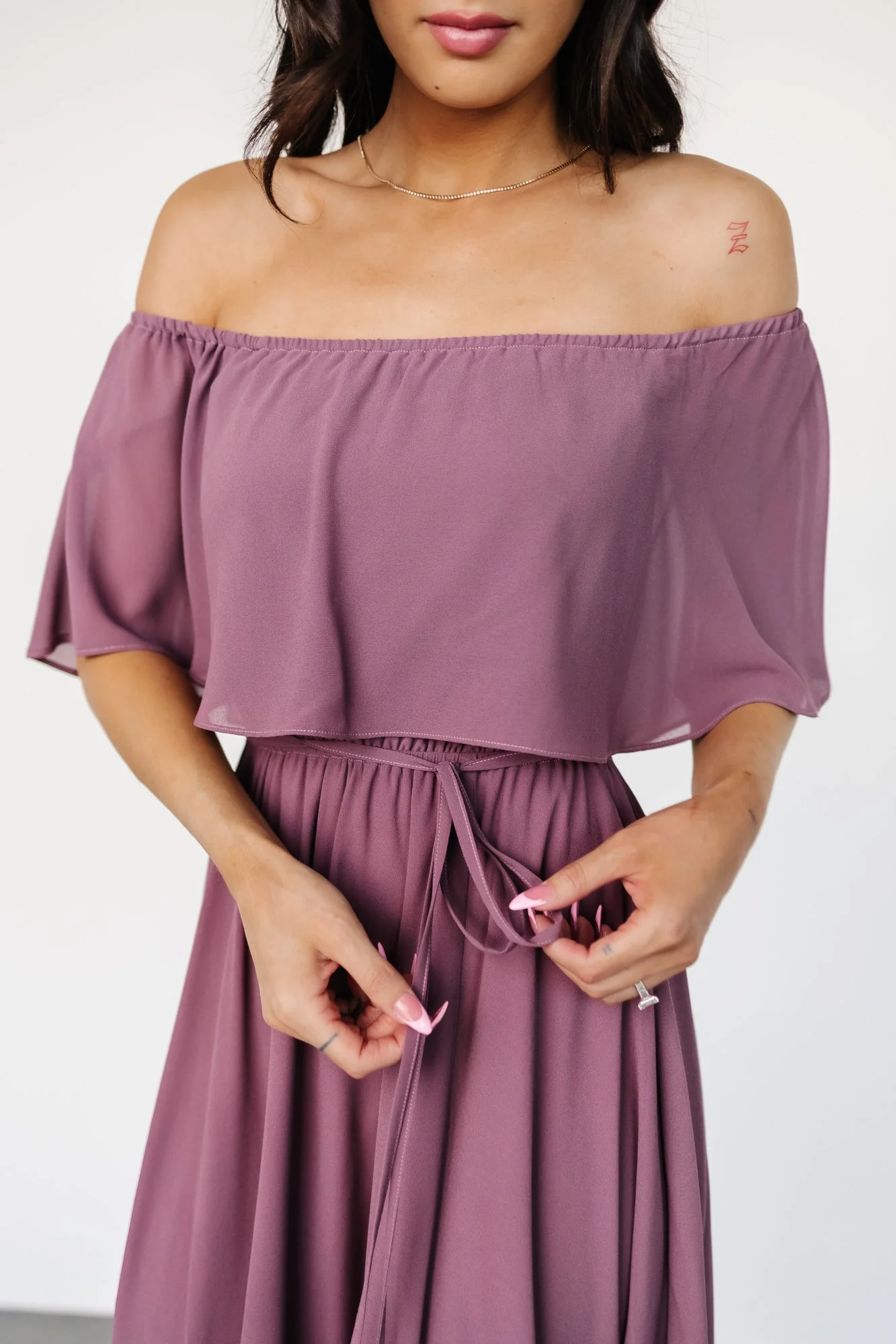 Victoria Off Shoulder Maxi Dress | Vintage Plum - Vlounger