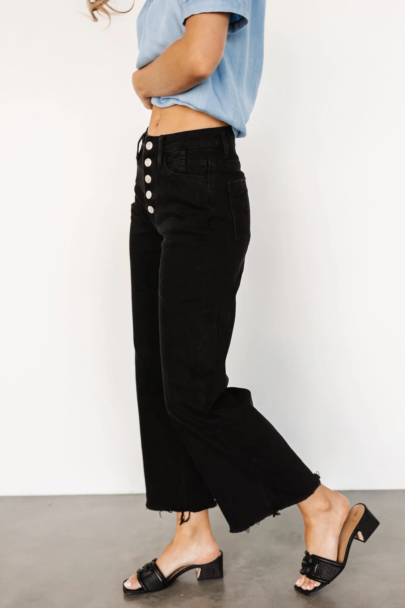 Georgie High Rise Wide Leg Jeans | Black - Vlounger