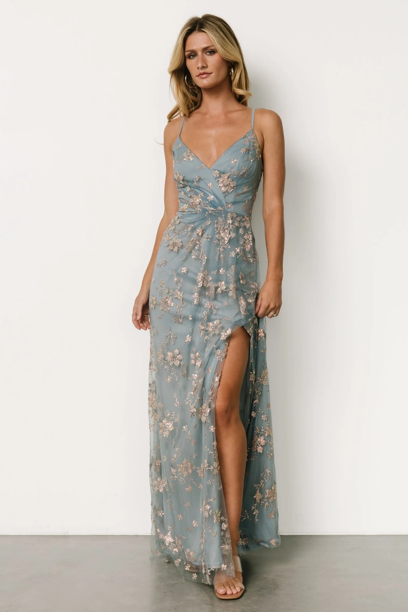 Marcia Sparkle Gown | Light Blue + Rose Gold - Vlounger