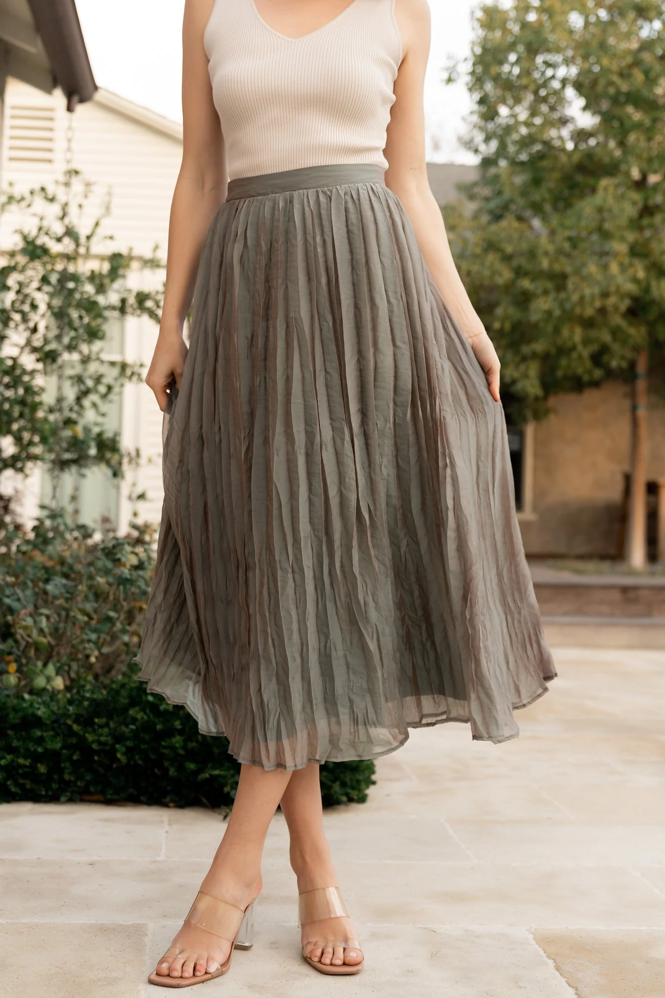 Cyra Midi Skirt | Sage - Vlounger