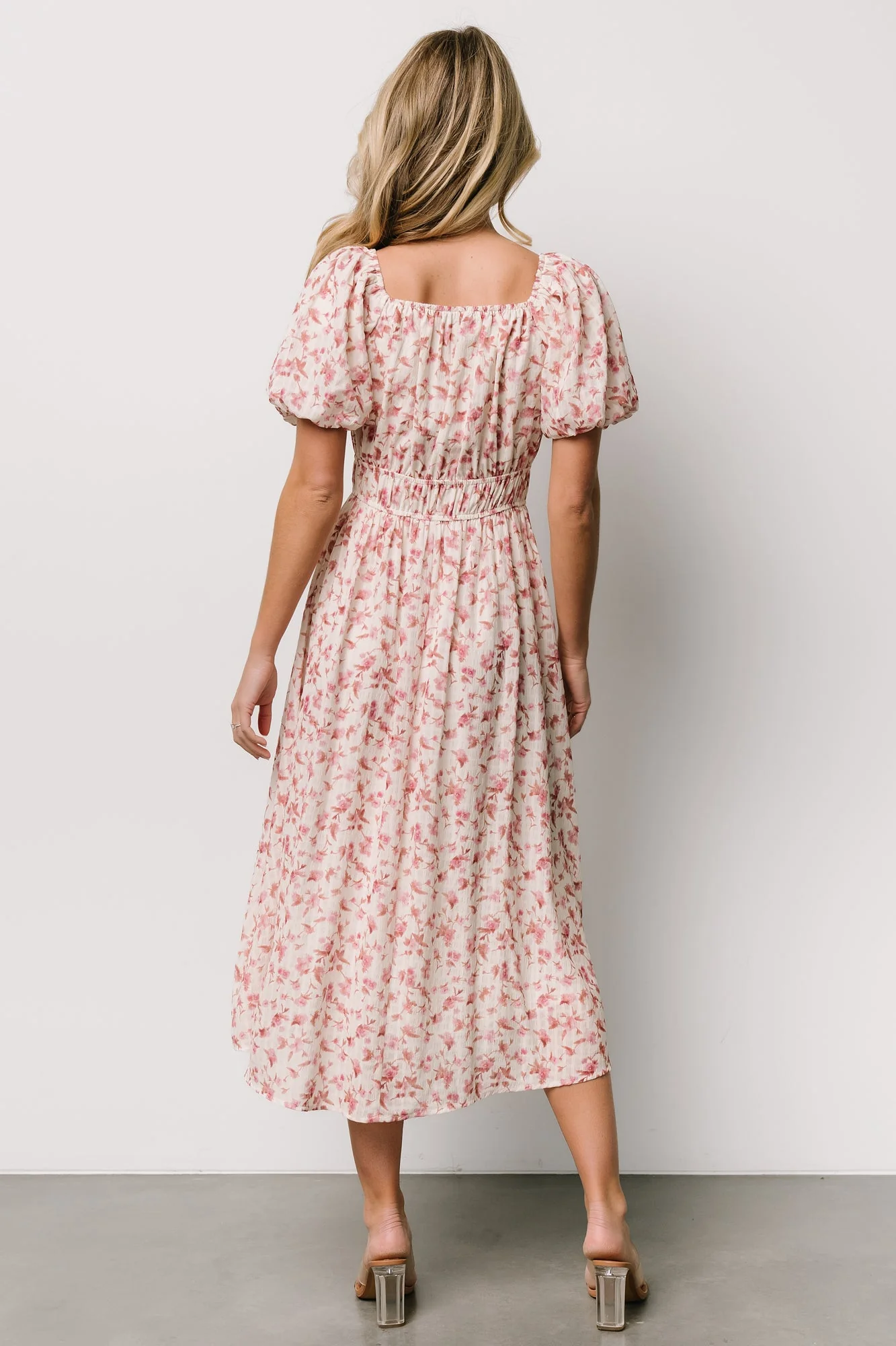 Dorine Midi Dress | Ivory + Blush Floral - Vlounger