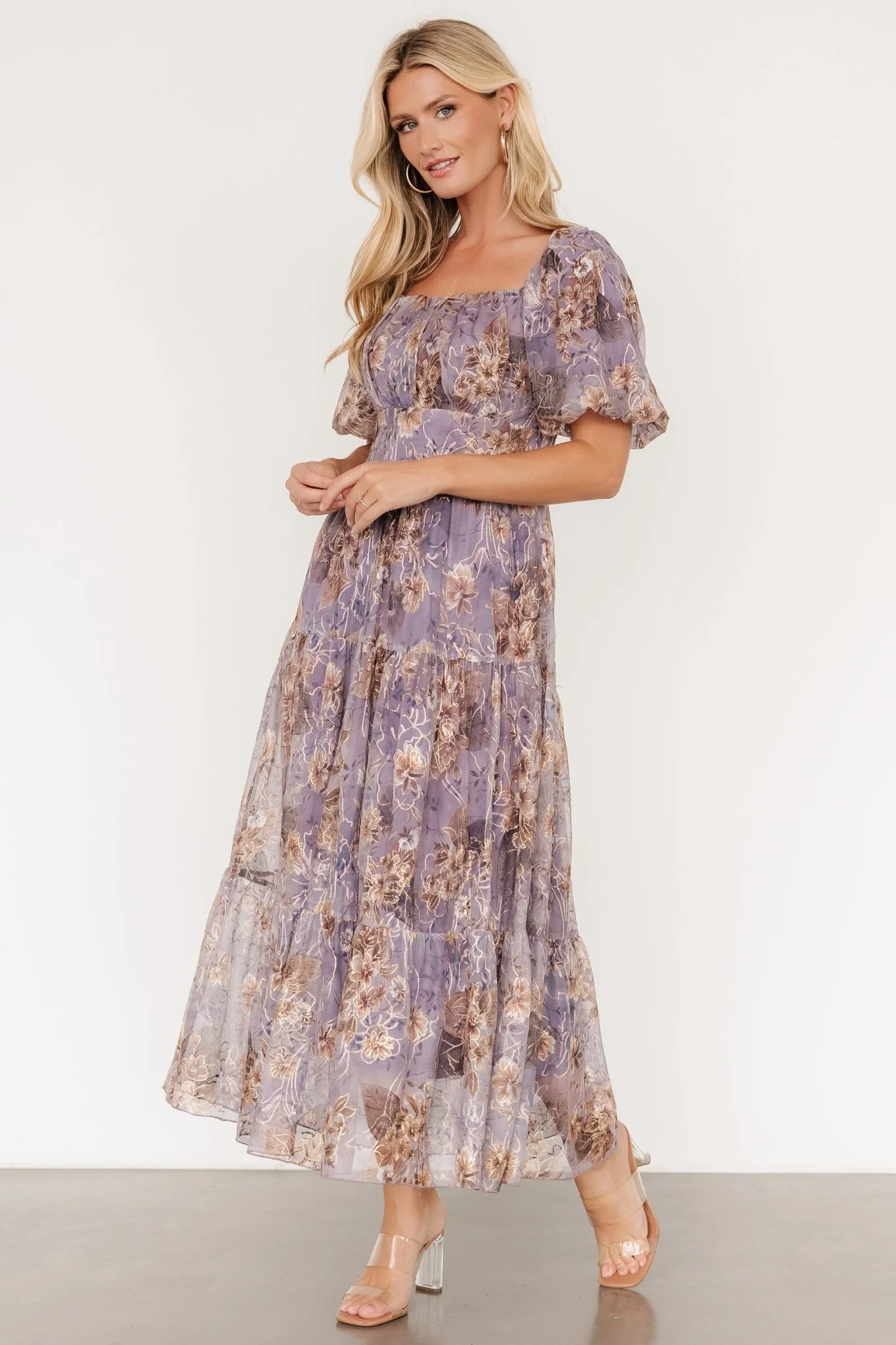 Annabeth Midi Dress | Lavender Floral - Vlounger