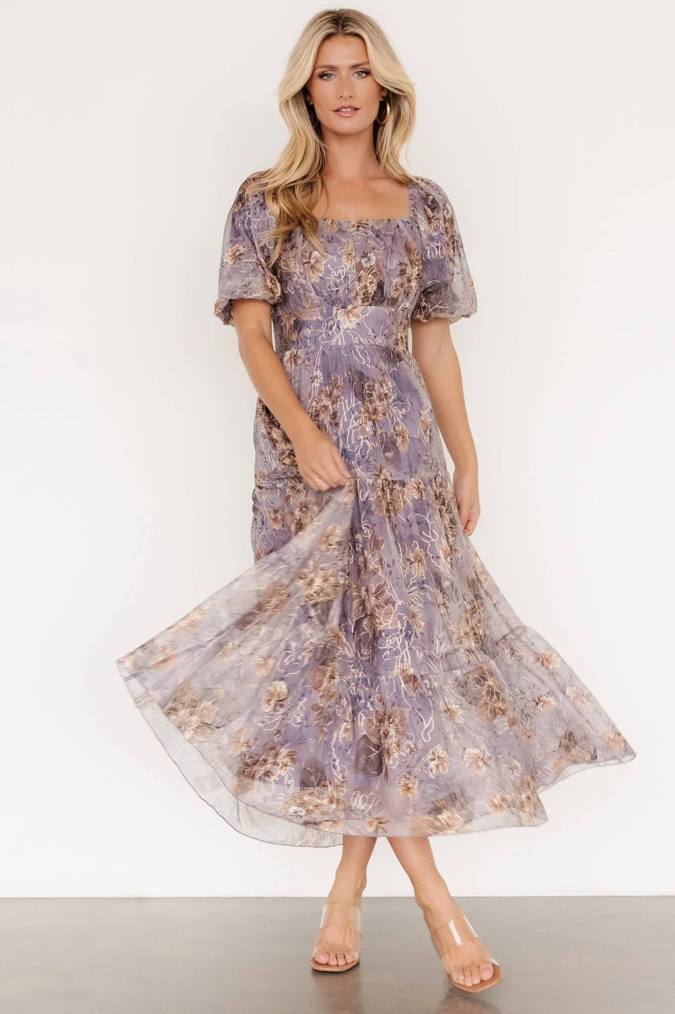 Annabeth Midi Dress | Lavender Floral - Vlounger