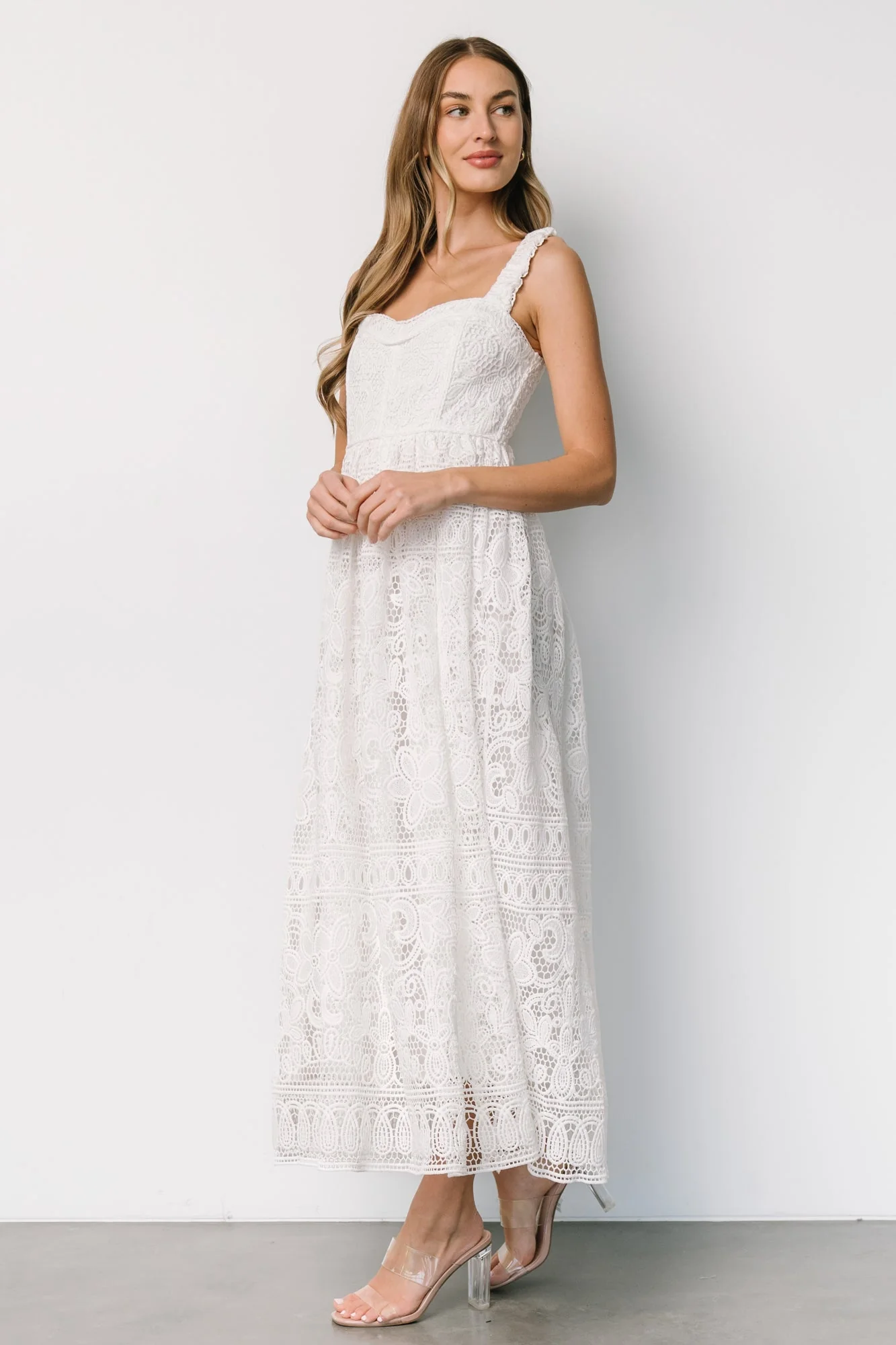 Evangeline Lace Dress | Off White - Vlounger