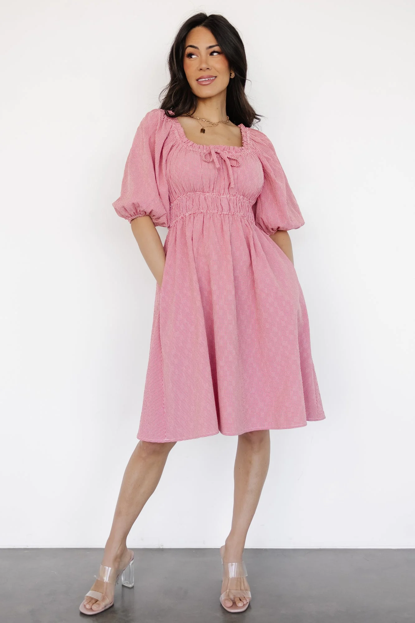 Shawna Short Dress | Red Gingham Print - Vlounger