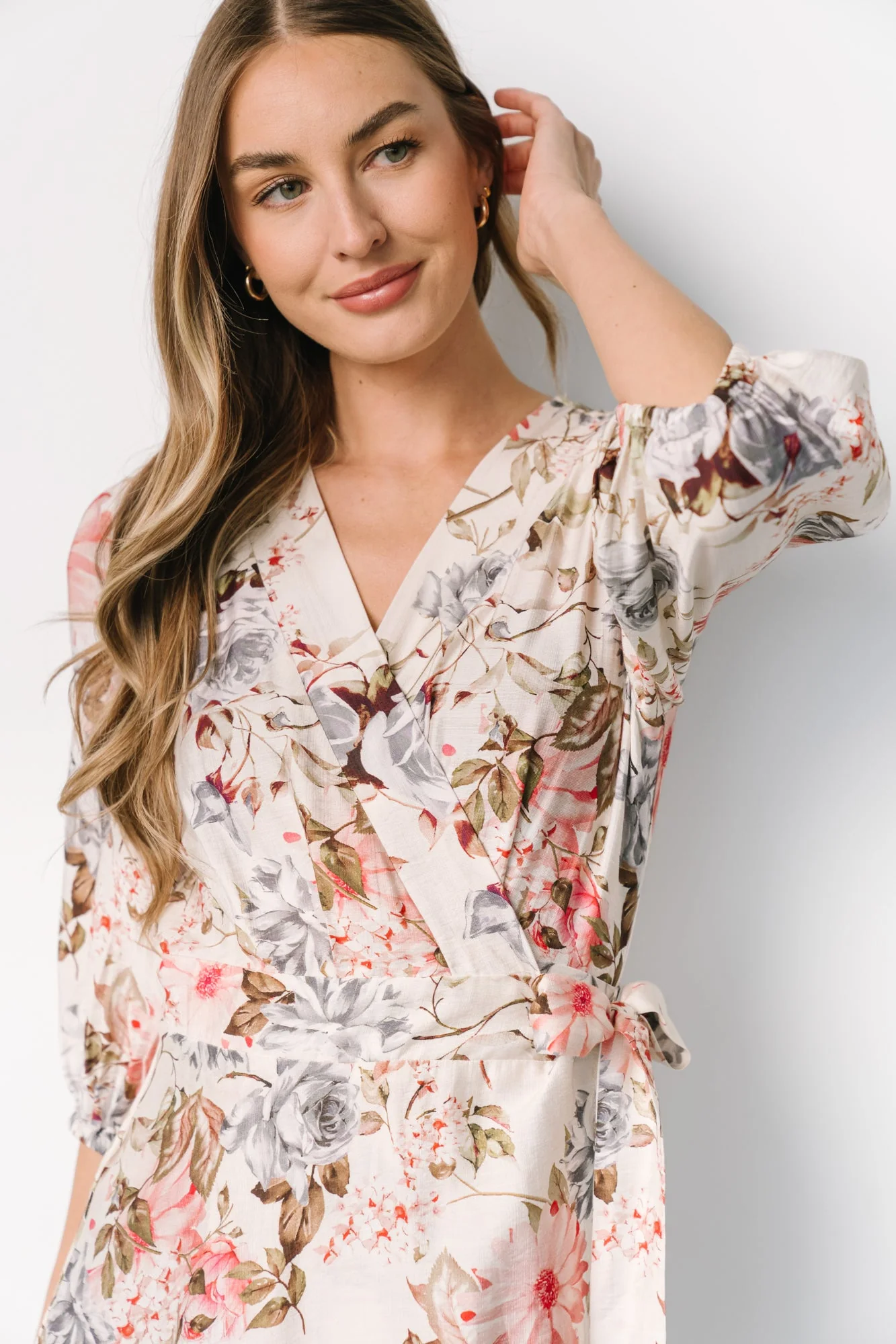 Fiorina Wrap Midi Dress | Ivory Multi Floral - Vlounger