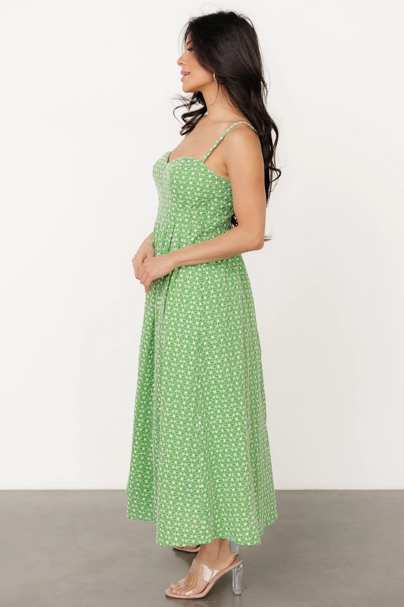 Gracelyn Embroidered Sweetheart Dress | Green Floral - Vlounger
