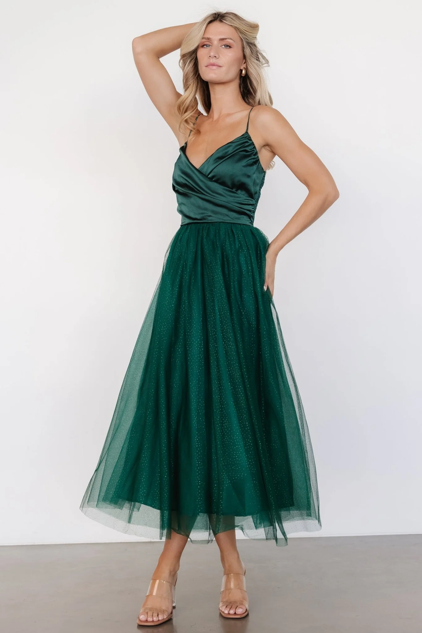 Shonda Sparkle Midi Dress | Emerald - Vlounger