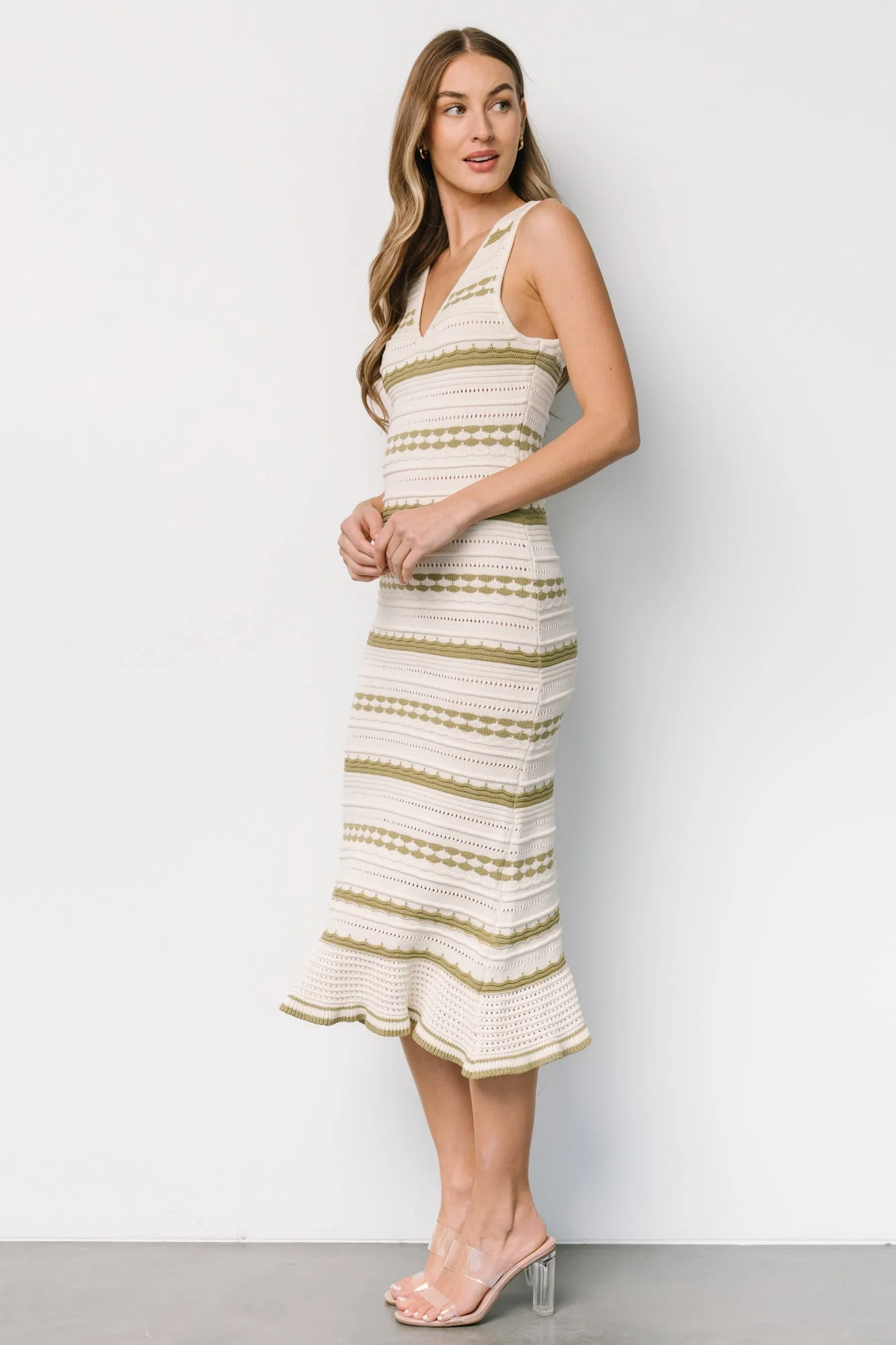 Nicolette Pointelle Dress | Cream + Sage - Vlounger
