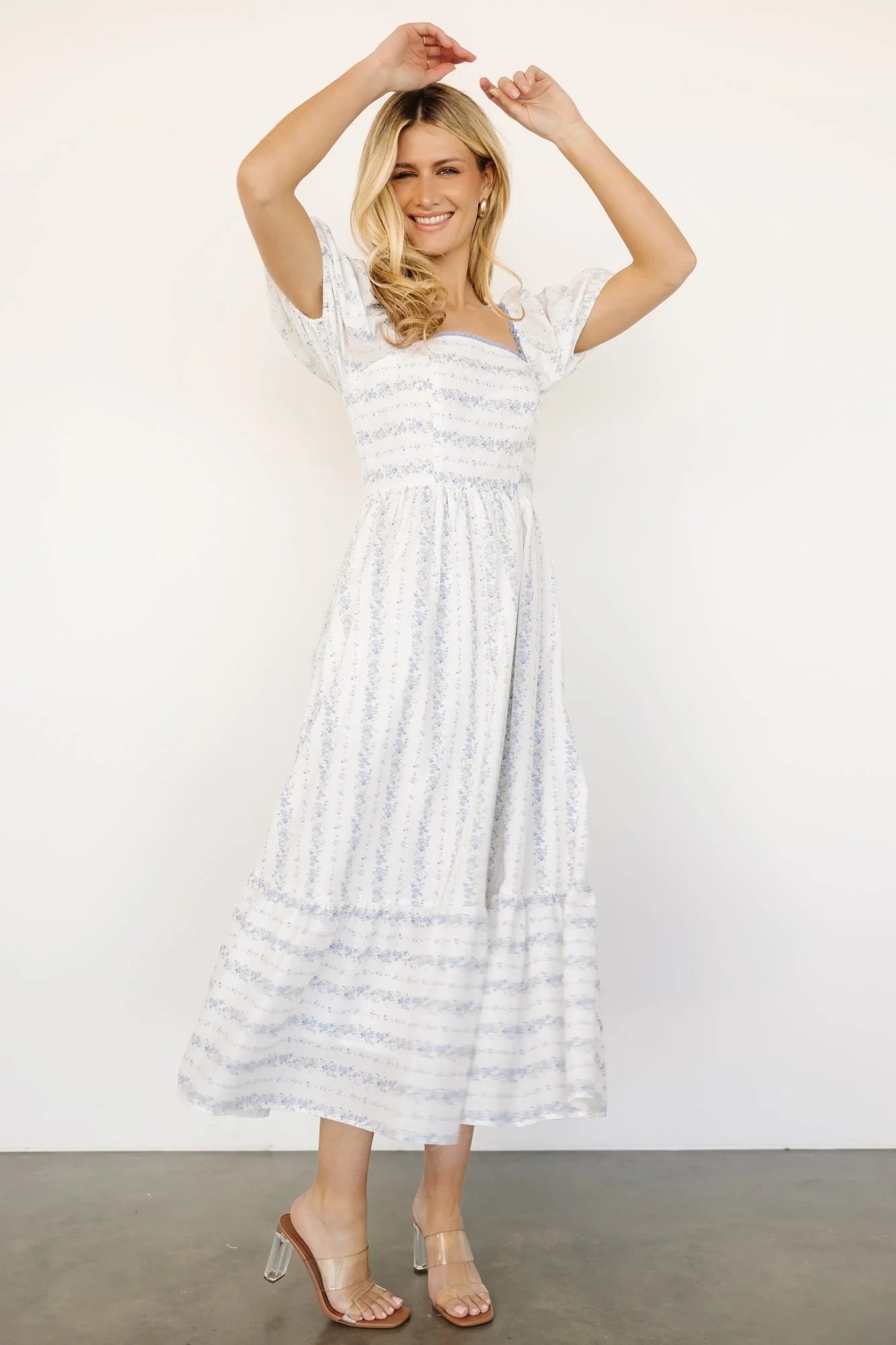 Martine Puff Sleeve Dress | Ivory Multi Floral - Vlounger