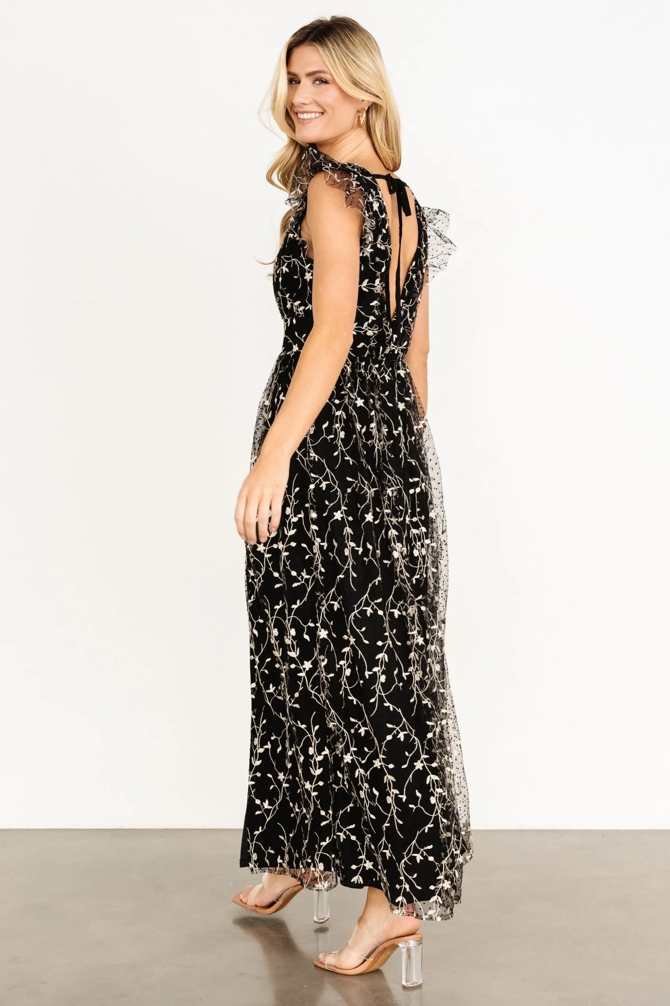 Orza Embroidered Maxi Dress | Black - Vlounger