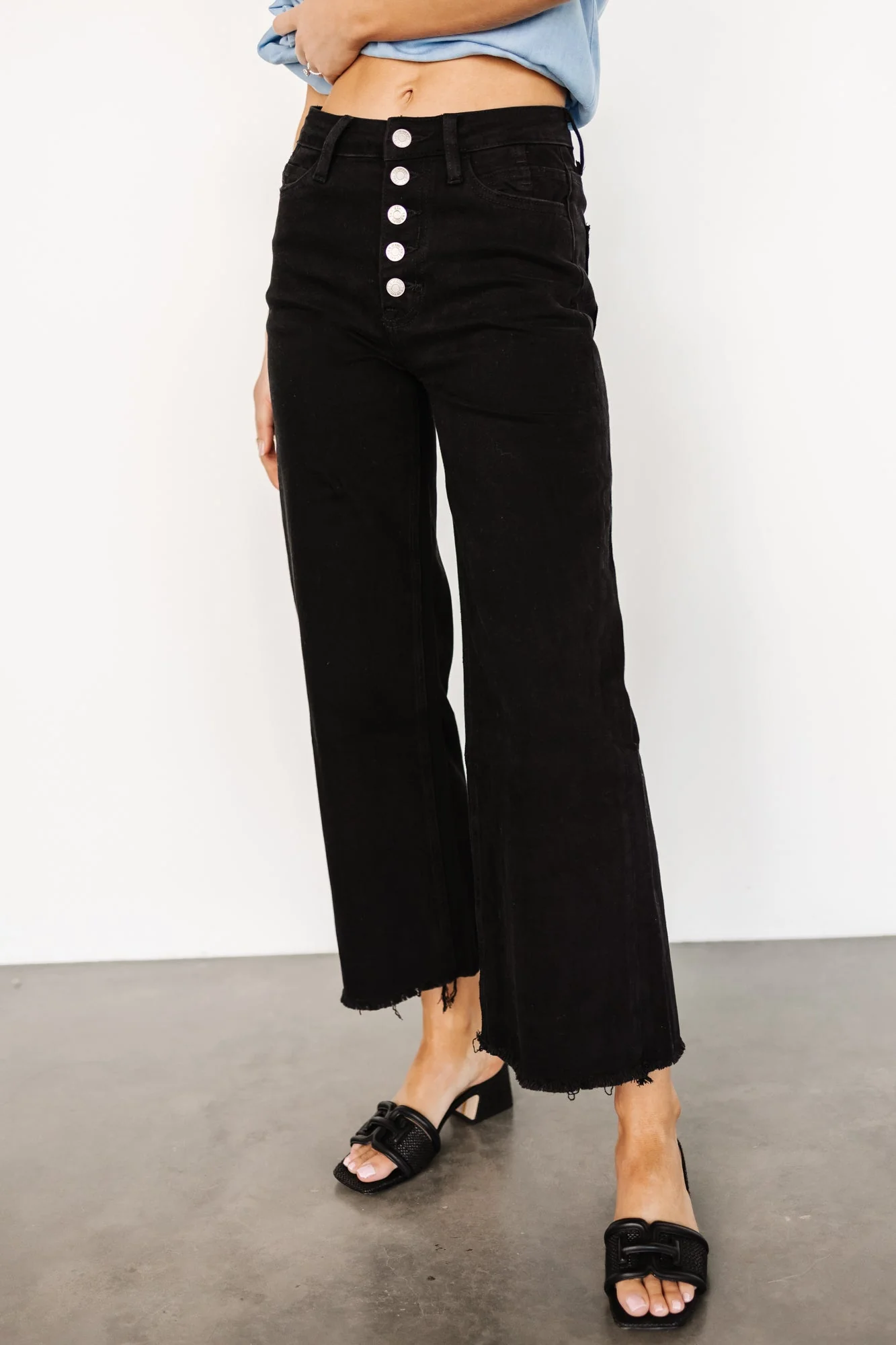 Georgie High Rise Wide Leg Jeans | Black - Vlounger