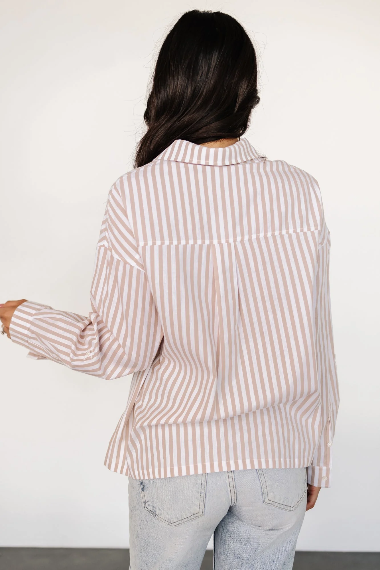 Shasta Button Up Top | Beige Stripe - Vlounger