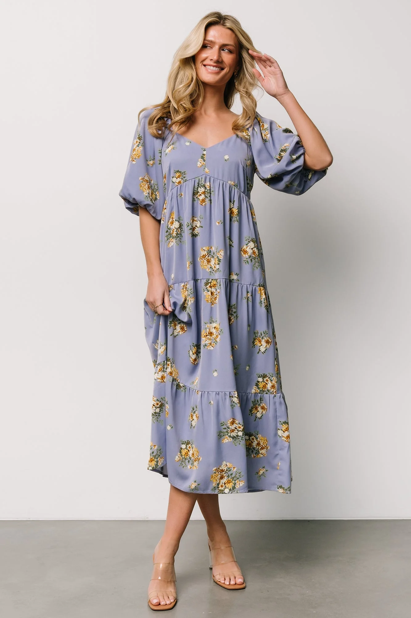 Judith Dress | Blue + Golden Floral - Vlounger