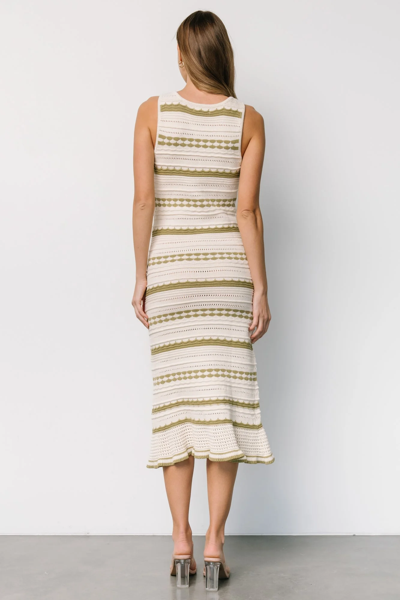 Nicolette Pointelle Dress | Cream + Sage - Vlounger