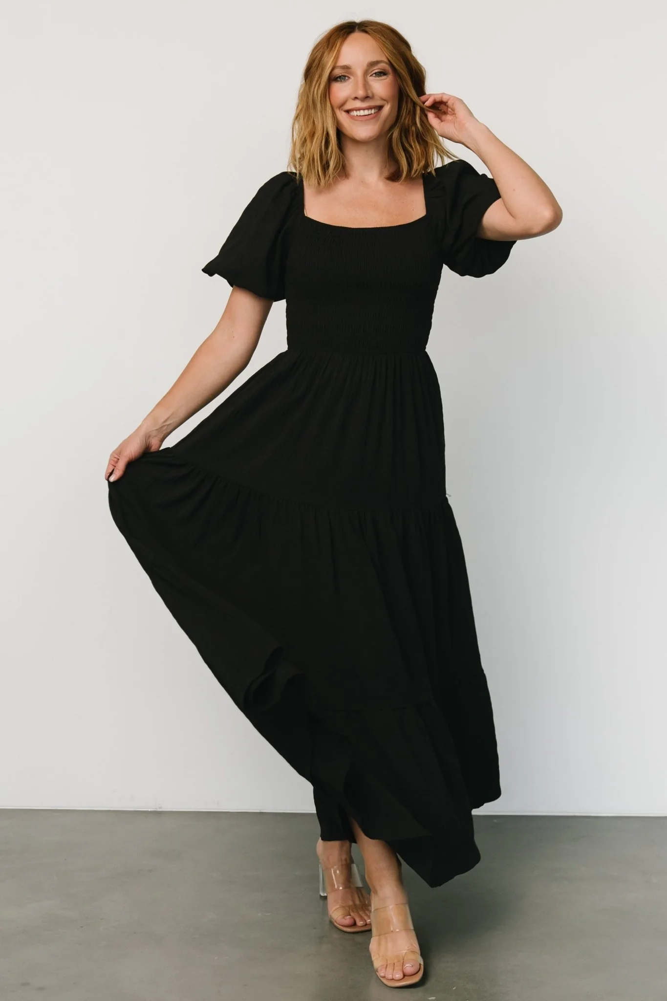 Amaya Smocked Dress | Black - Vlounger