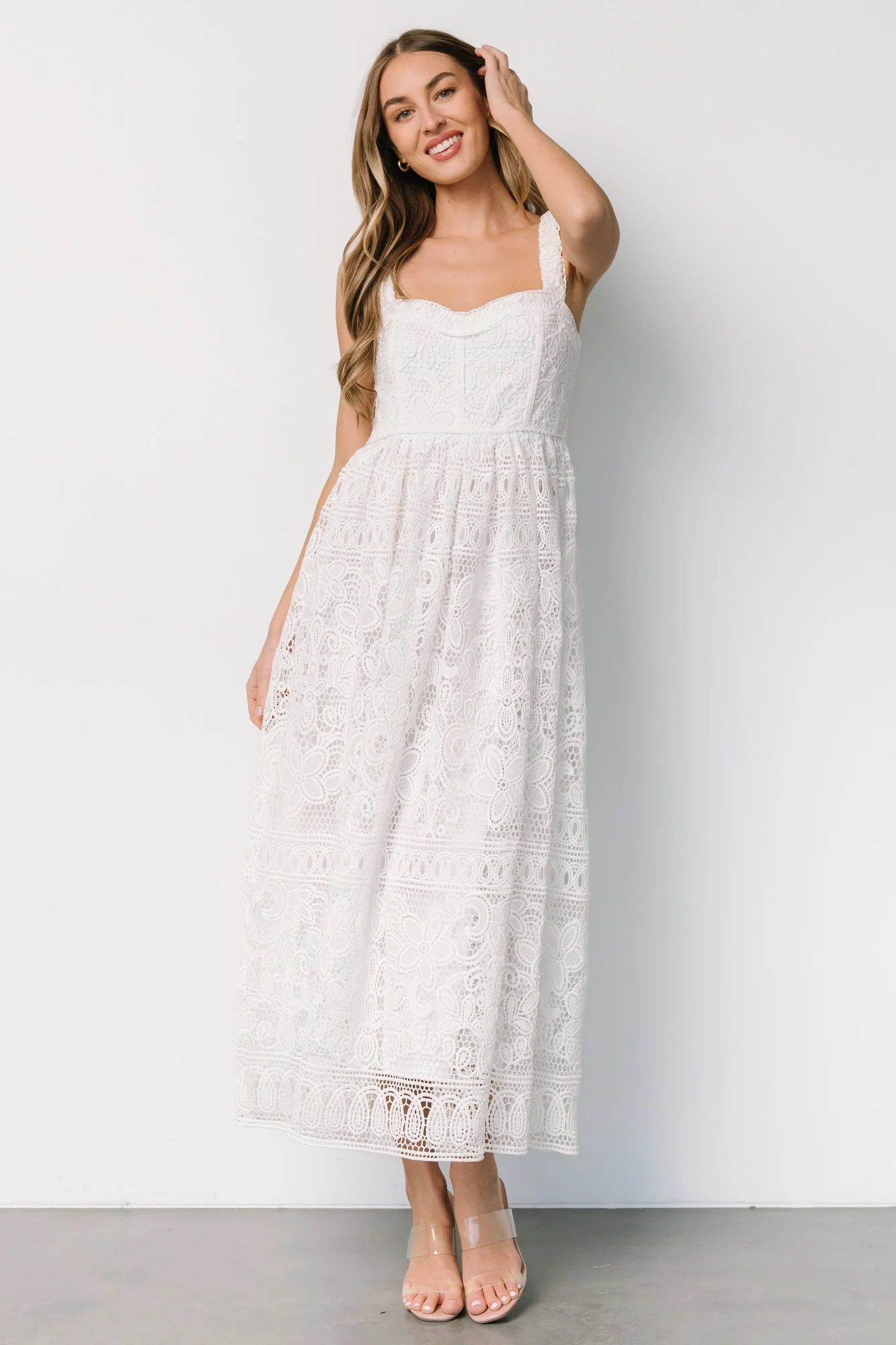 Evangeline Lace Dress | Off White - Vlounger