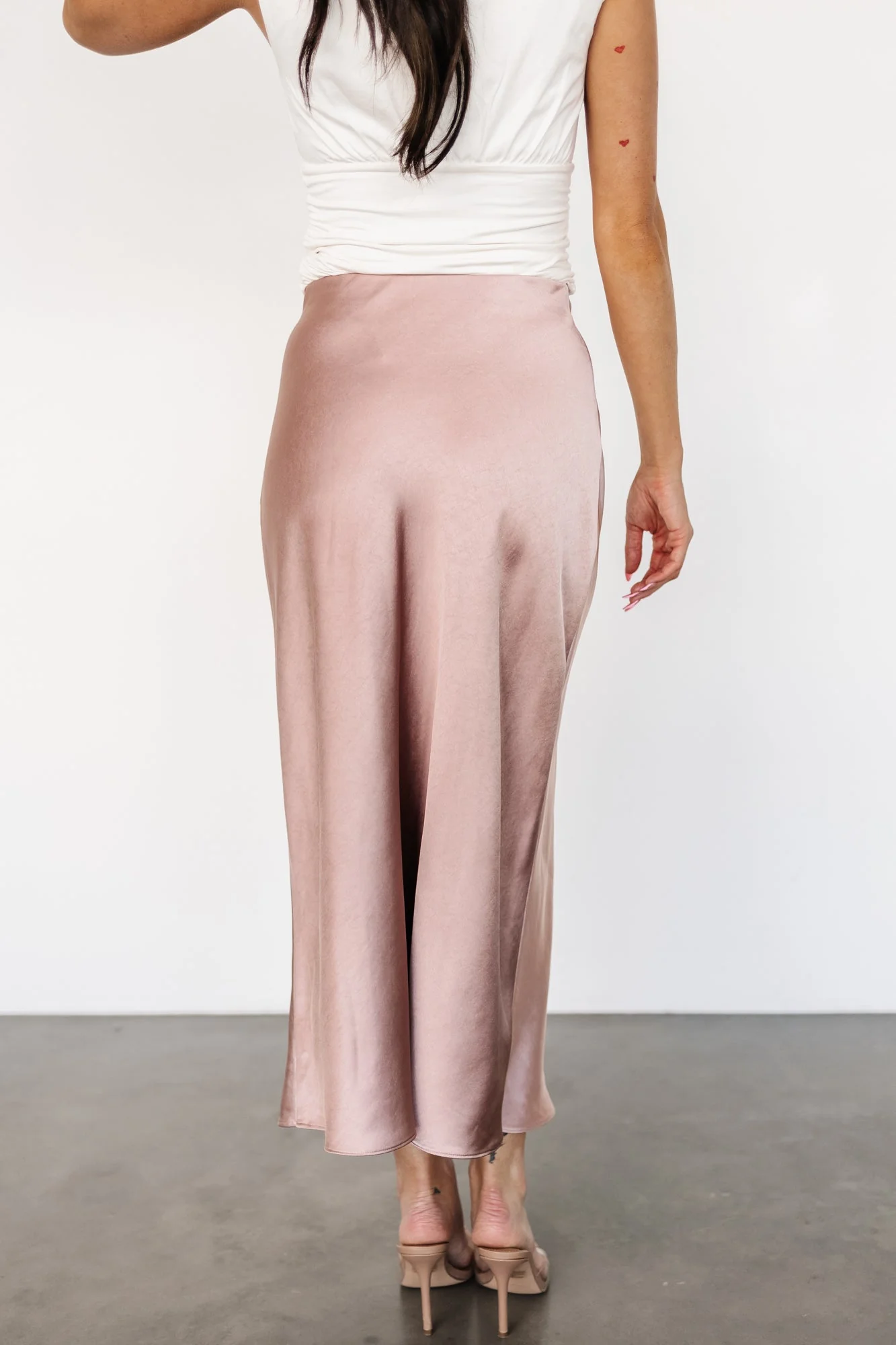 Celeste Satin Midi Skirt | Blush - Vlounger