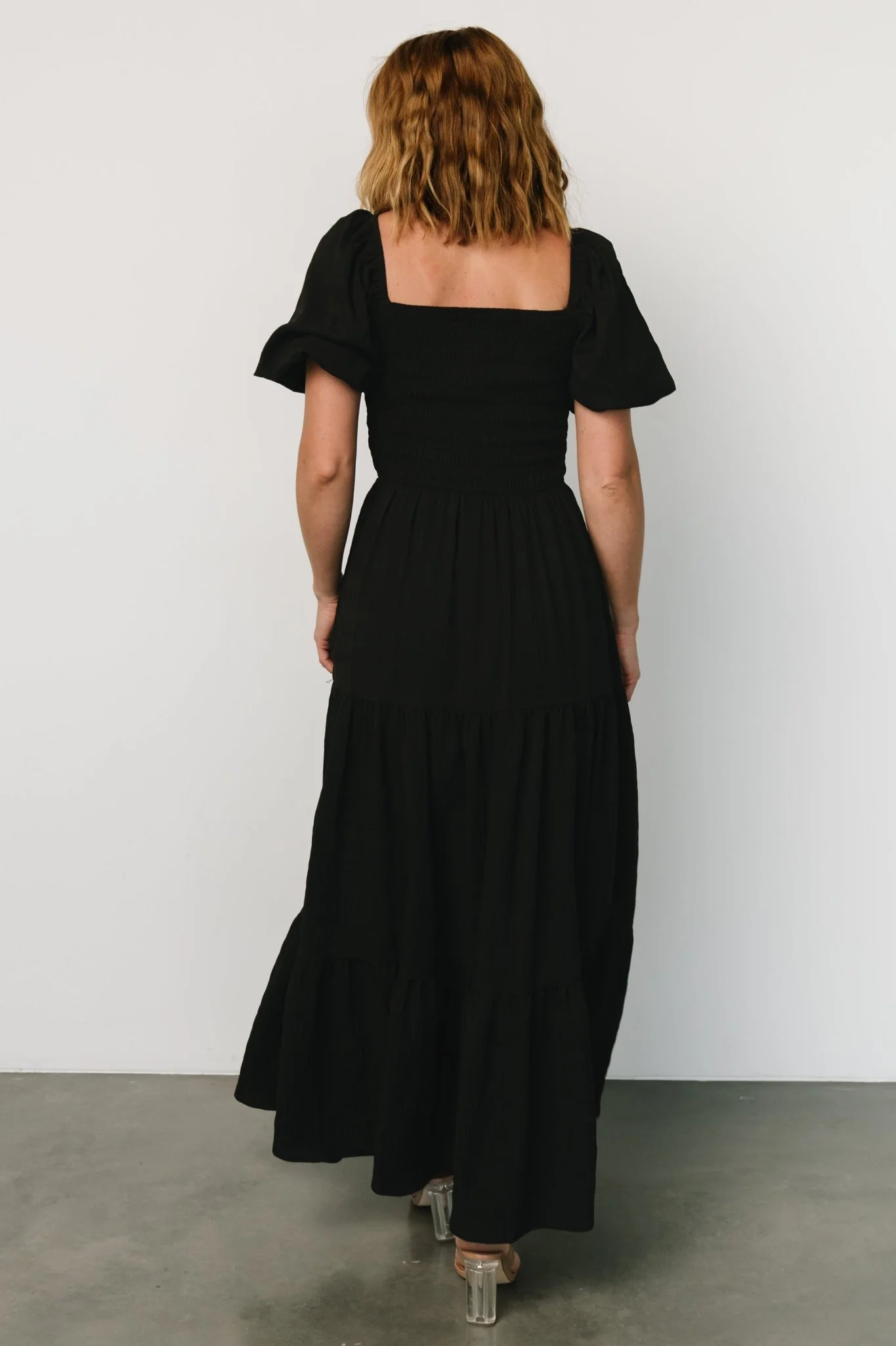 Amaya Smocked Dress | Black - Vlounger