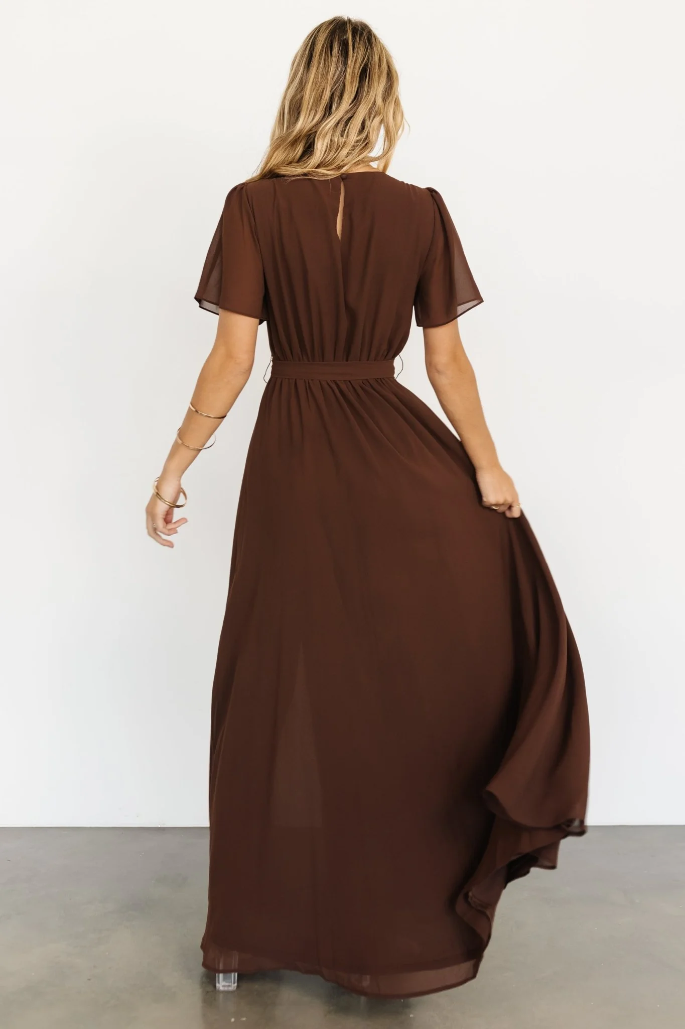 Naomi Short Sleeve Maxi Dress | Espresso - Vlounger