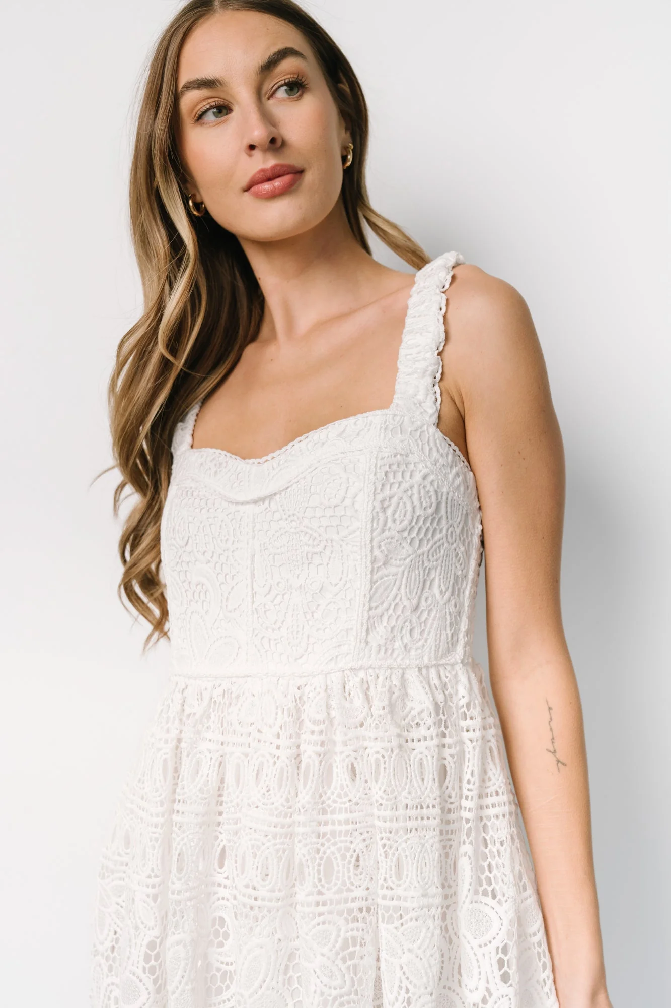 Evangeline Lace Dress | Off White - Vlounger