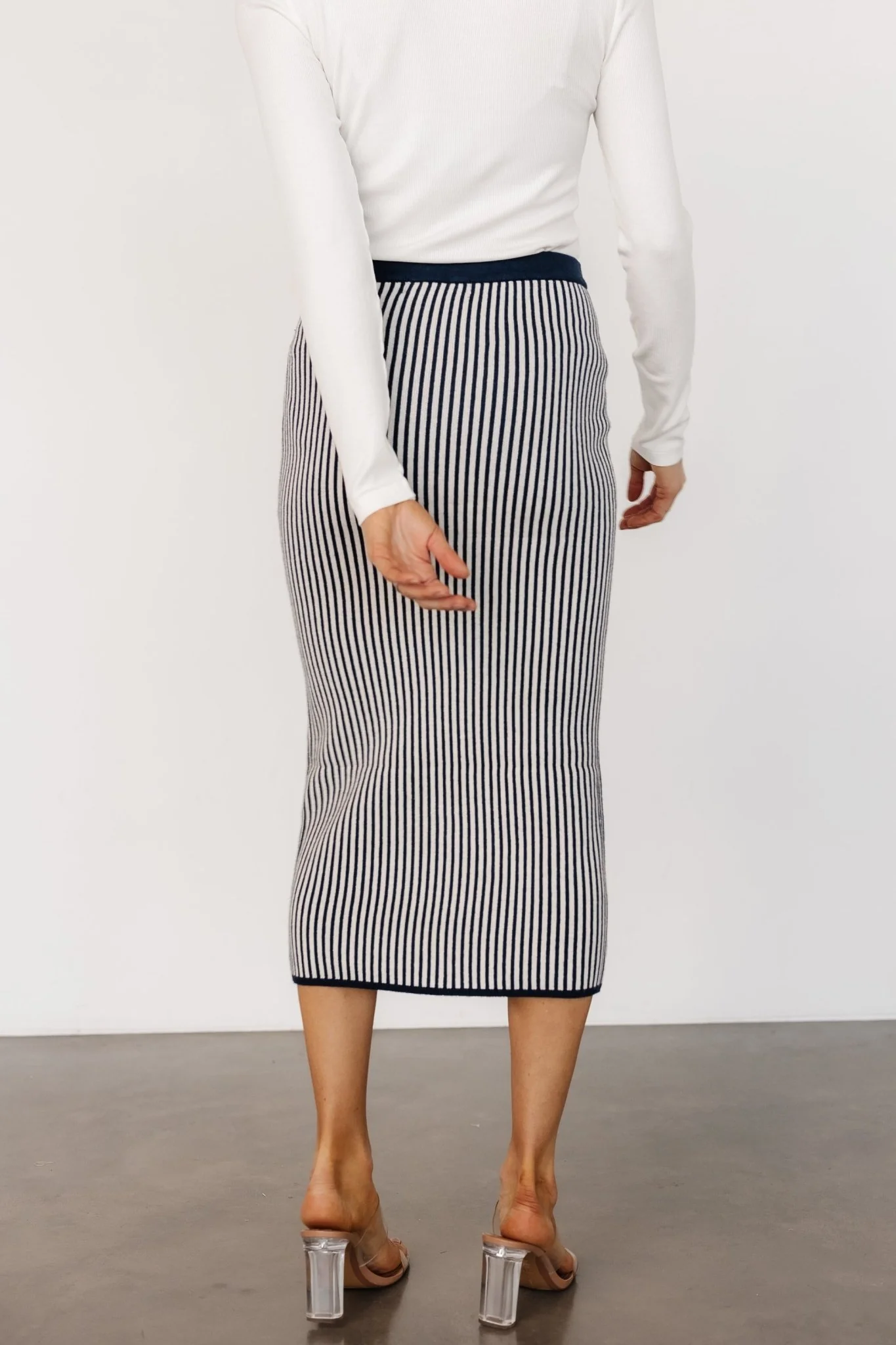 Alonso Knit Midi Skirt | Navy Stripe - Vlounger