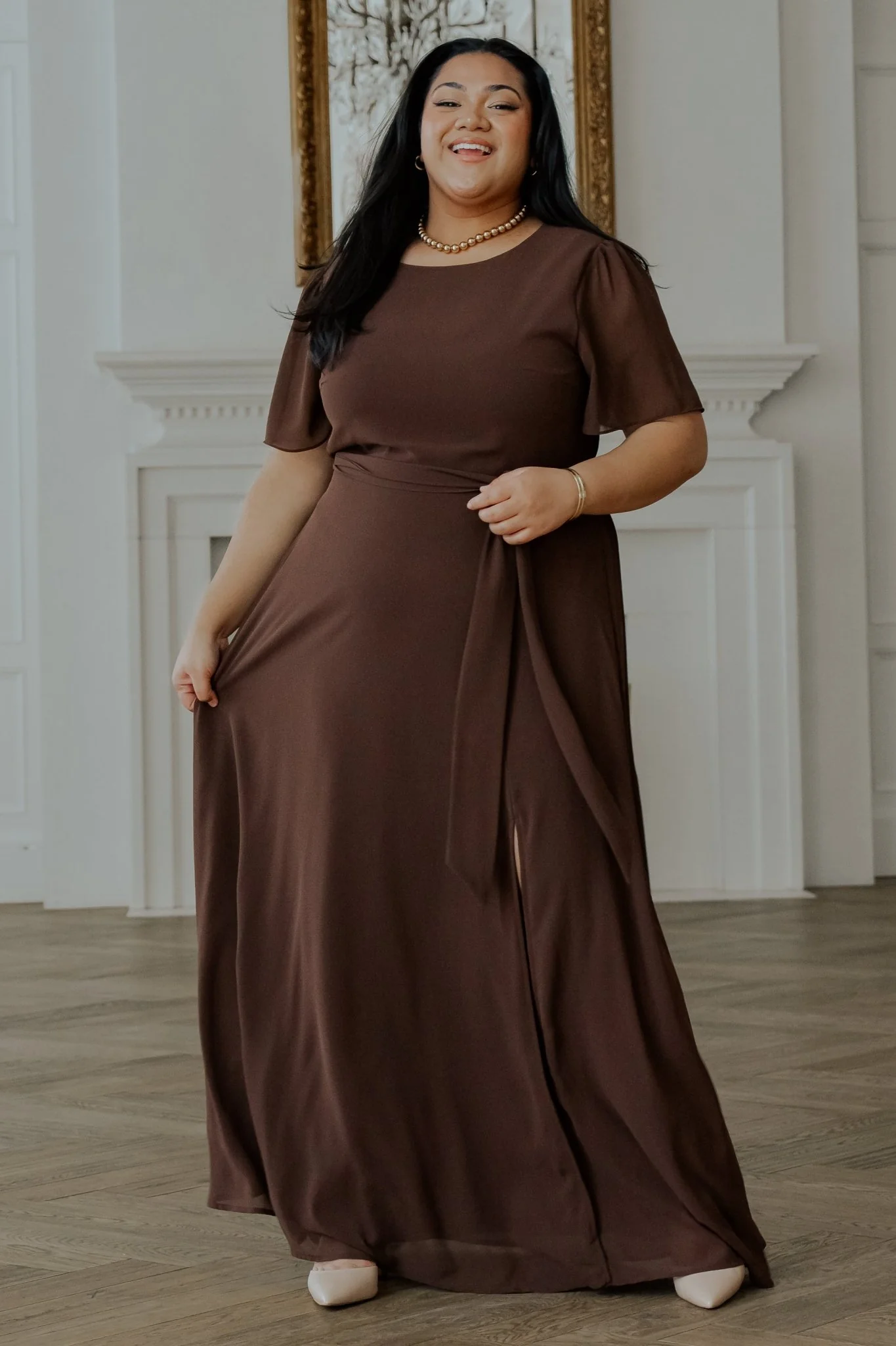 Naomi Short Sleeve Maxi Dress | Espresso - Vlounger