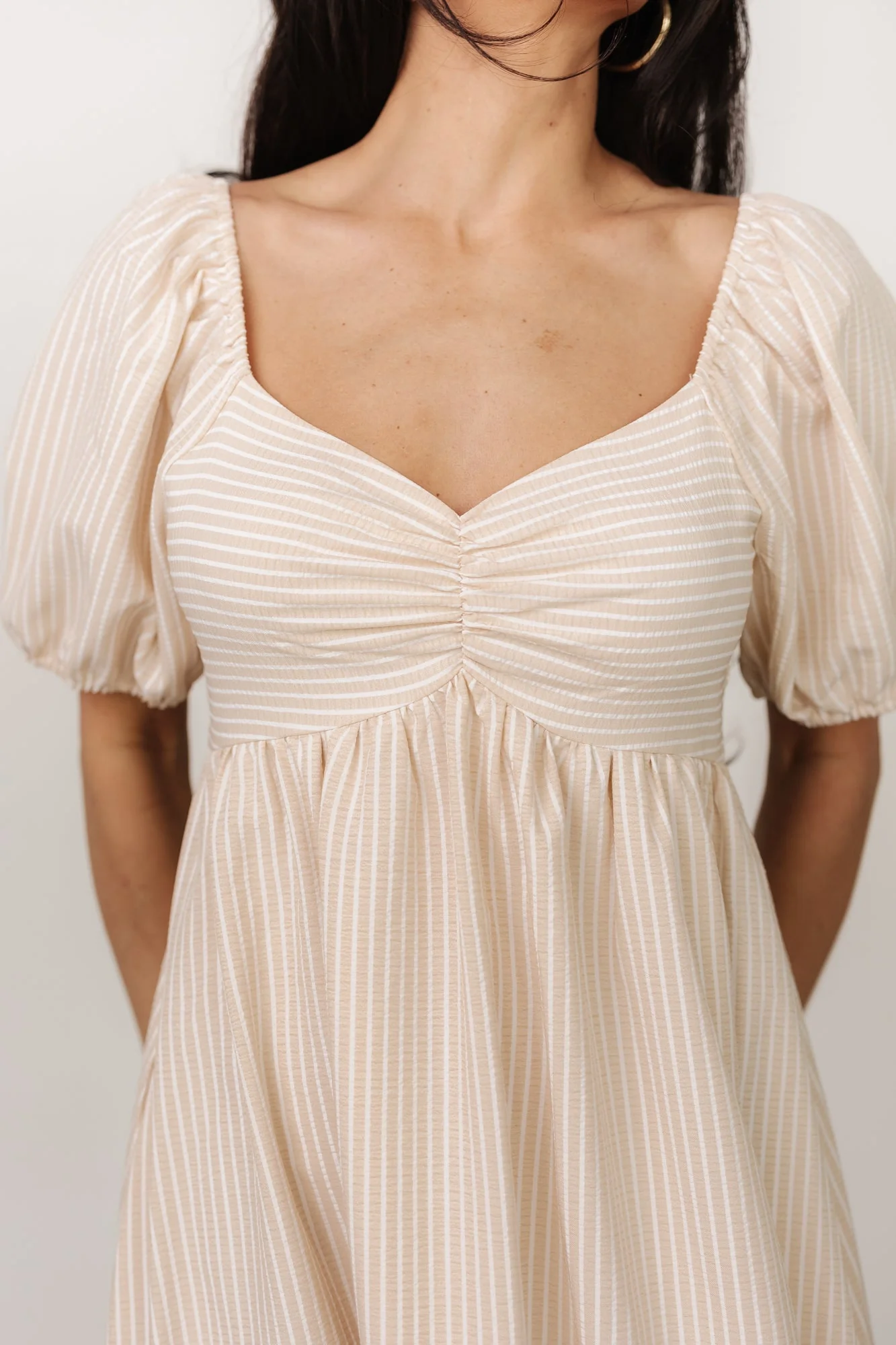 Poppy Midi Dress | Natural + Off White - Vlounger